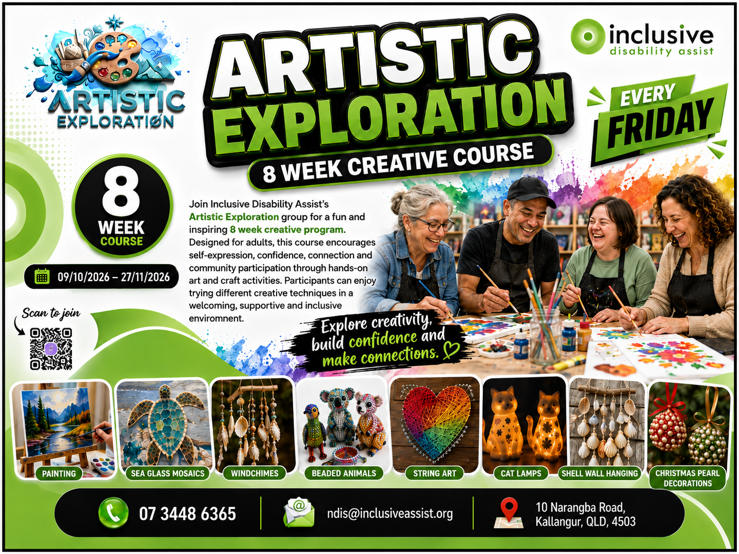 Group Based Daytime Activities for Adults: ‘Artistic Exploration’ 8-Week Course