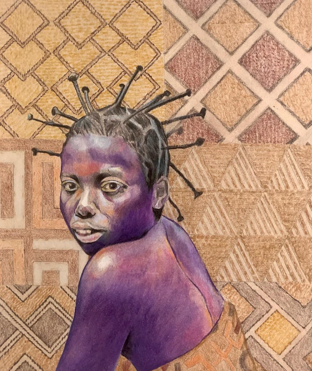 Kuba Woman with patchwork Kuba cloth