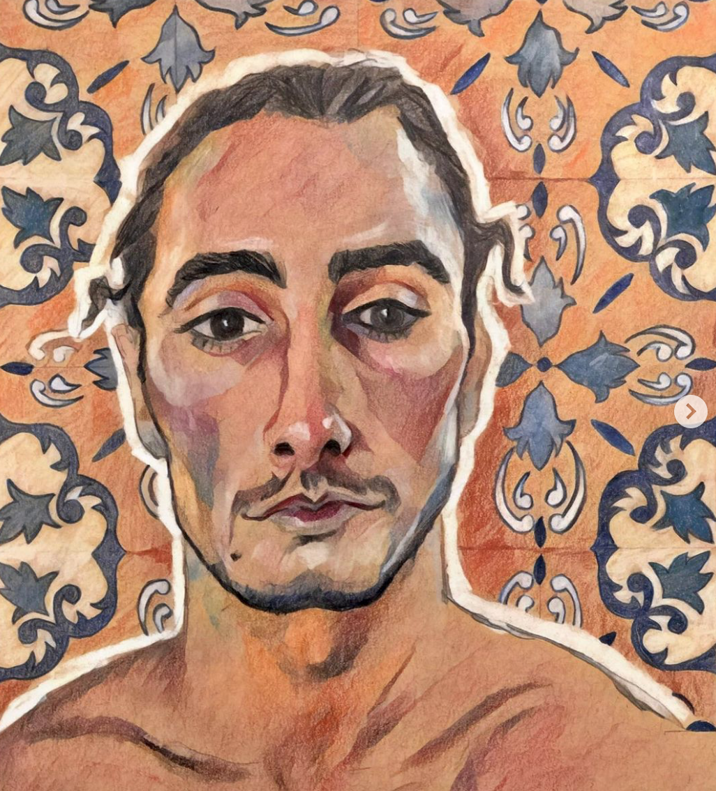 ALEJANDRO with Spanish tile tapestry