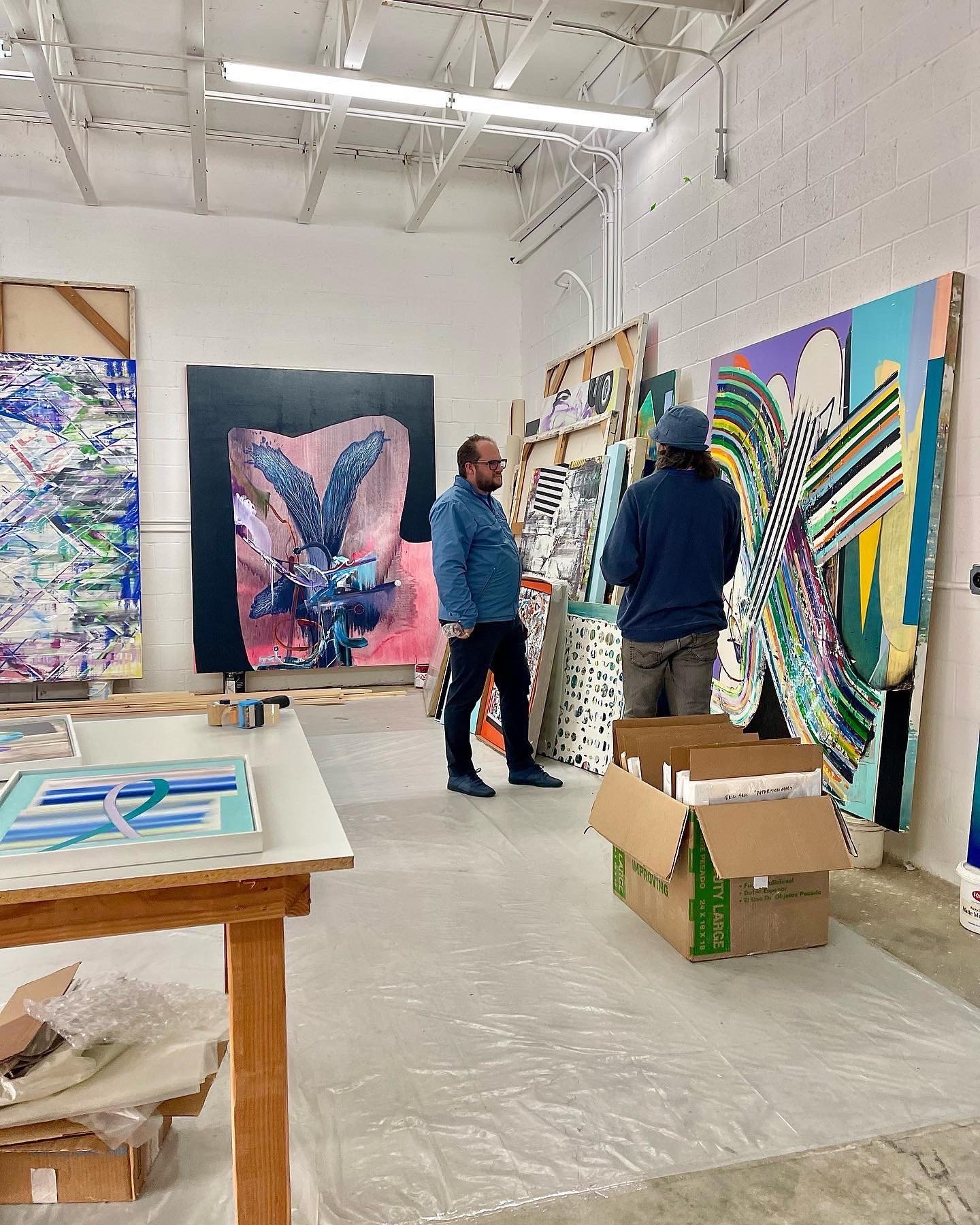 Eric Sall and Dustin Thames in the artist's studio.