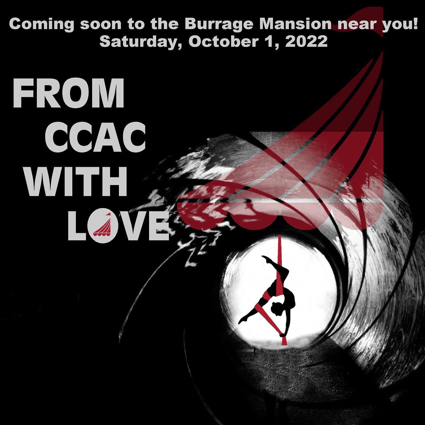 Save the date for the annual CCAC fundraising dinner. Join us October 1st at the Burrage Mansion in Redlands. 
Featuring dinner, dancing, and opportunities to support circus youth in Redlands 🎪

#docircus #ccac #spy #jamesbond #007 #circusfundraiser