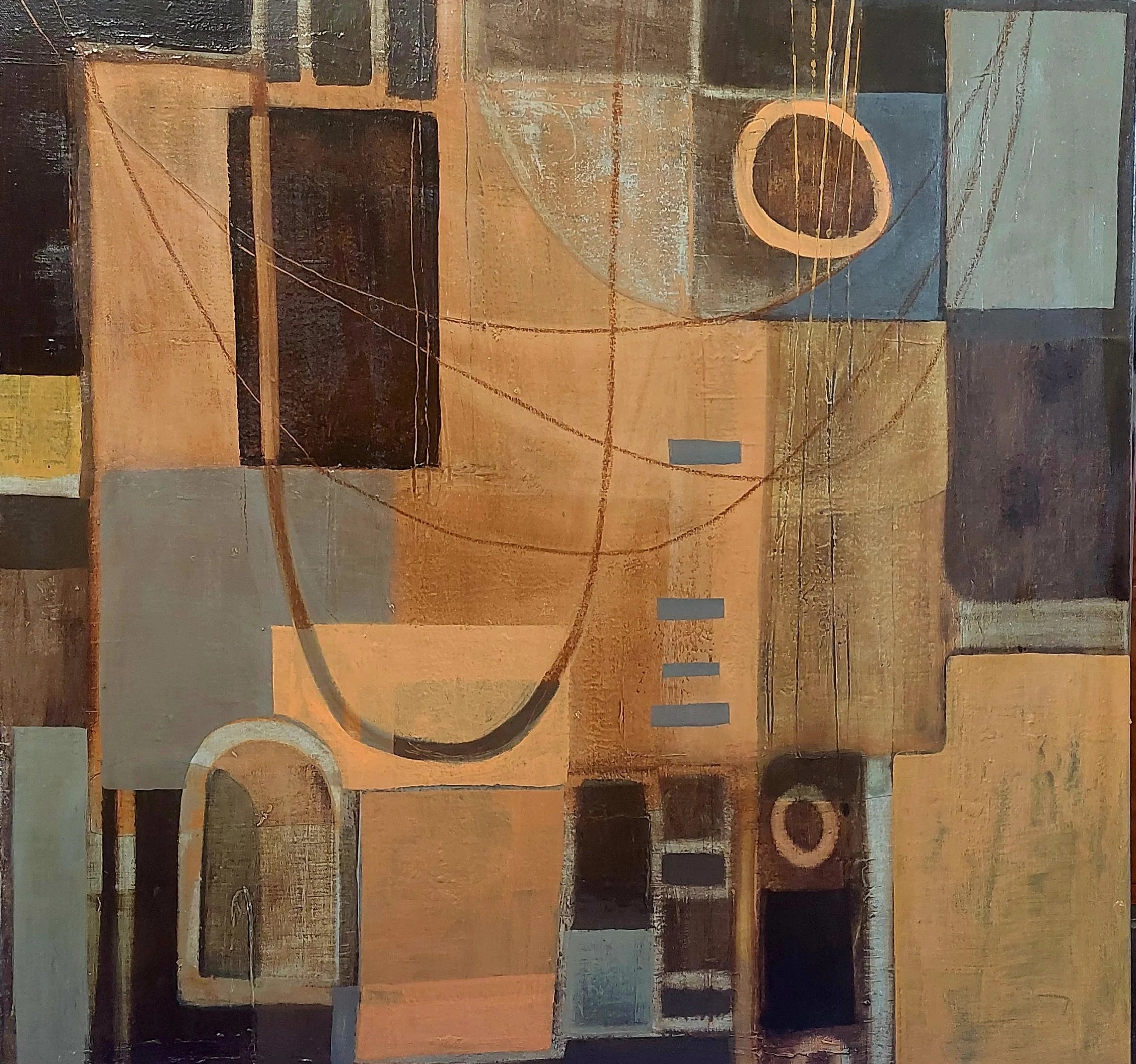 SOLD - 'Hanging in there', 2025, 75cm x 75cm, acrylic and mixed media on stretched canvas 