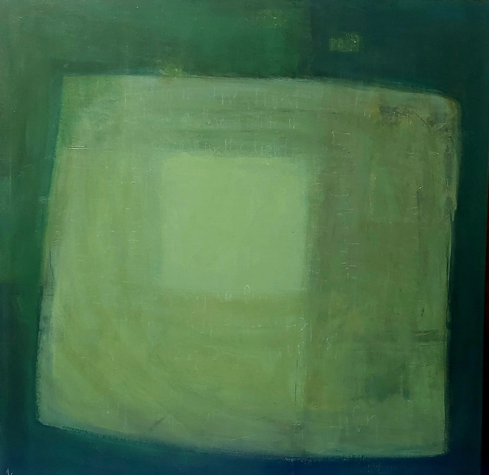 'Letting in the light', 2025, 75cm x 75cm, acrylic and mixed media on stretched canvas 