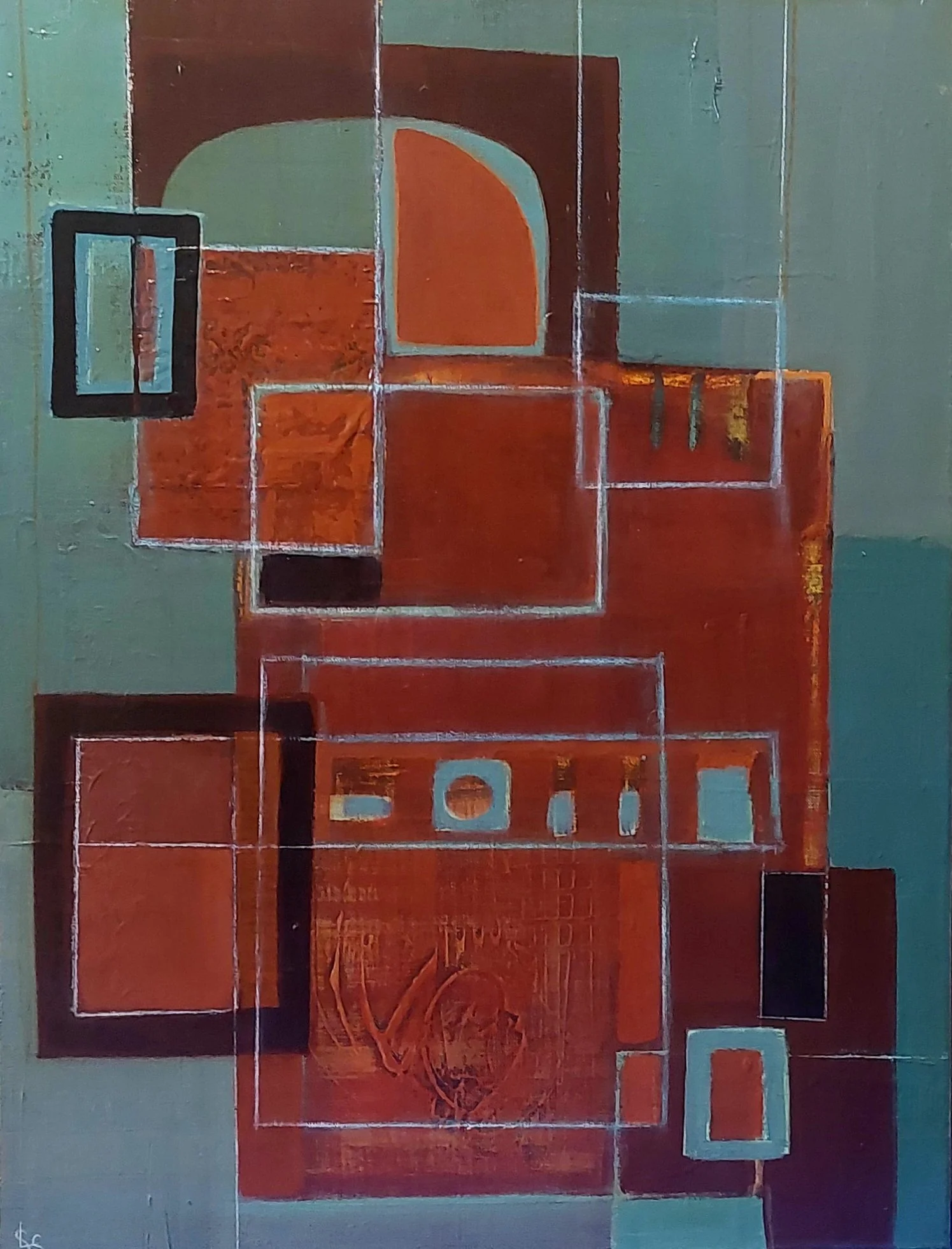 'Family gallery', 2025, 60cm x 45cm, acrylic and mixed media on stretched canvas 
