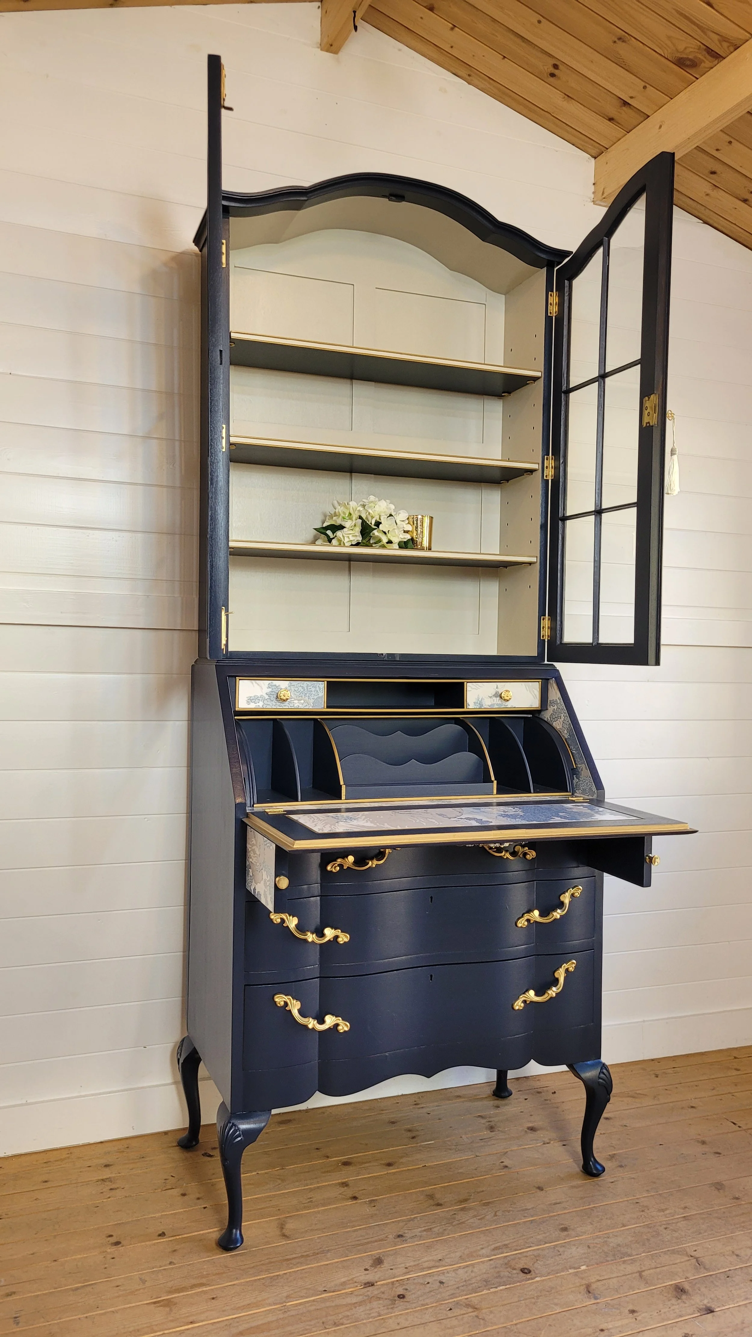Antique Dutch Serpentine fronted Writing Bureau 
