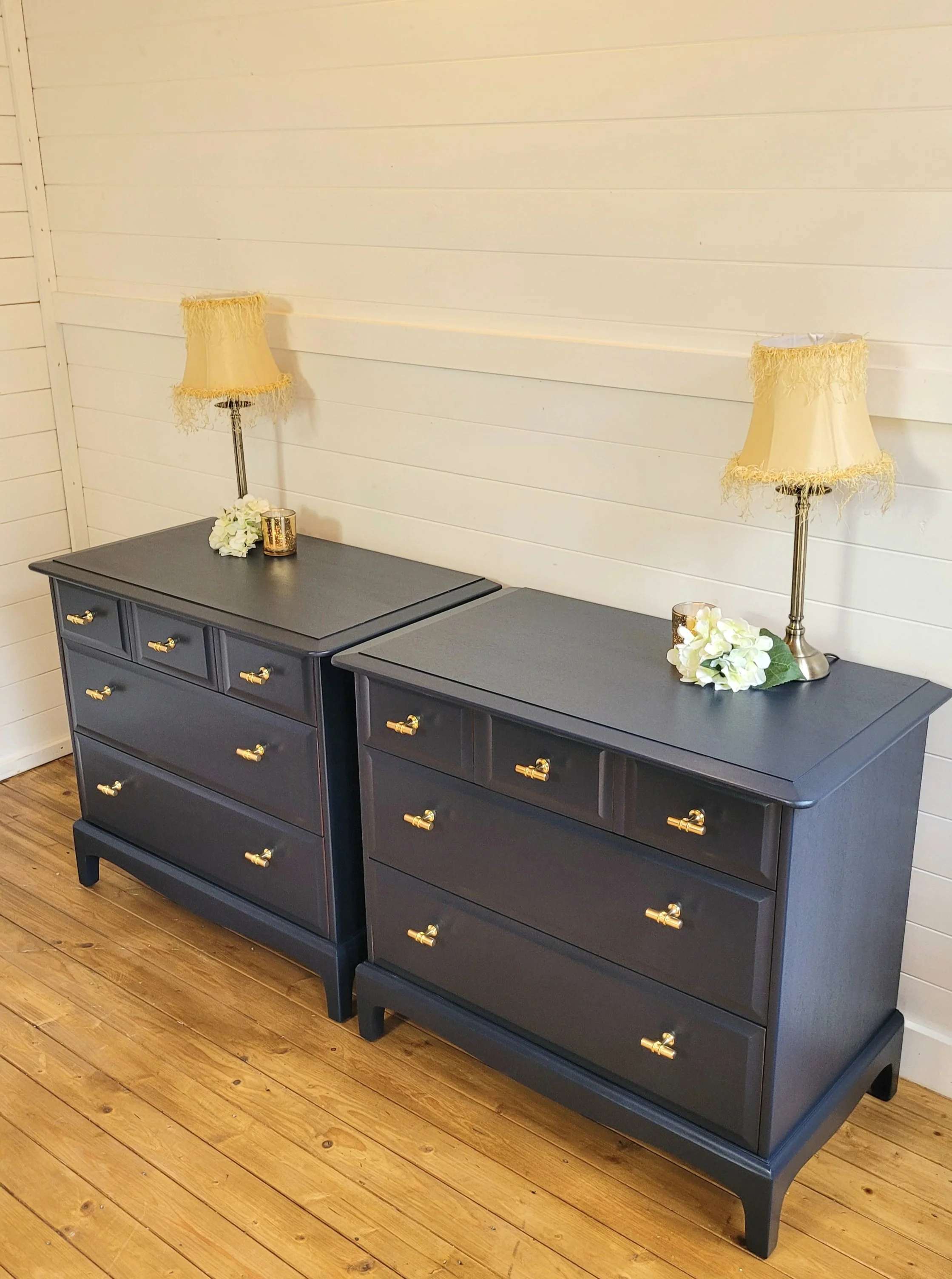 Stag Minstrel 3/2's Chest of Drawers / Extra large Bedside Drawers / 2 Available / Midnight Blue 
