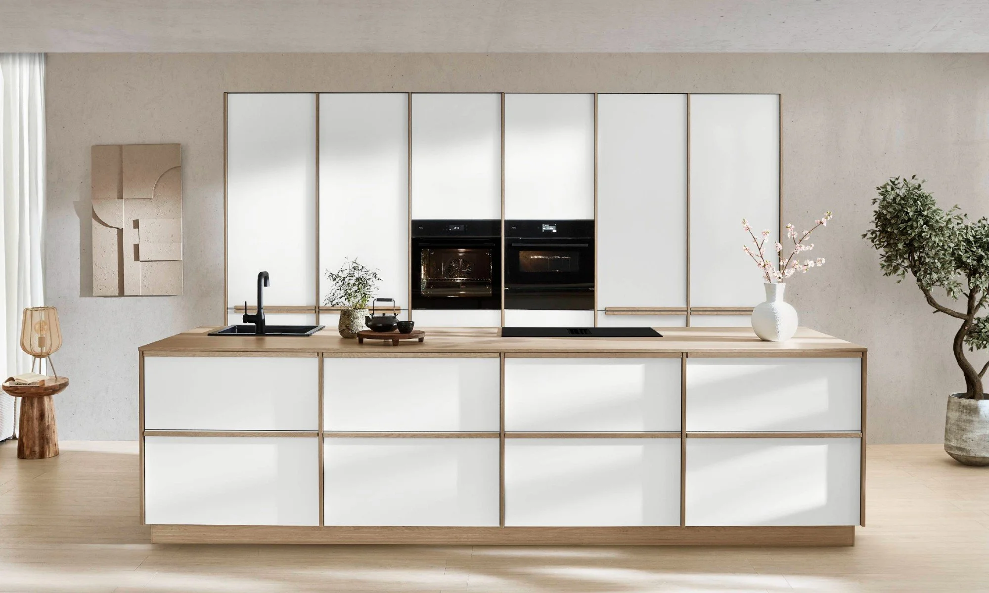 a modern japandi style kitchen