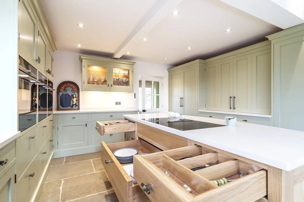 spacious wooden kitchen storage units