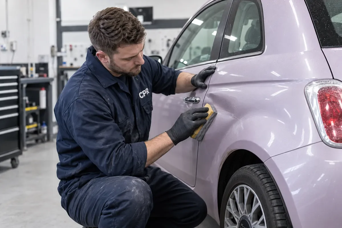 CPR Technician repairing a car at Liverpool Body Shop