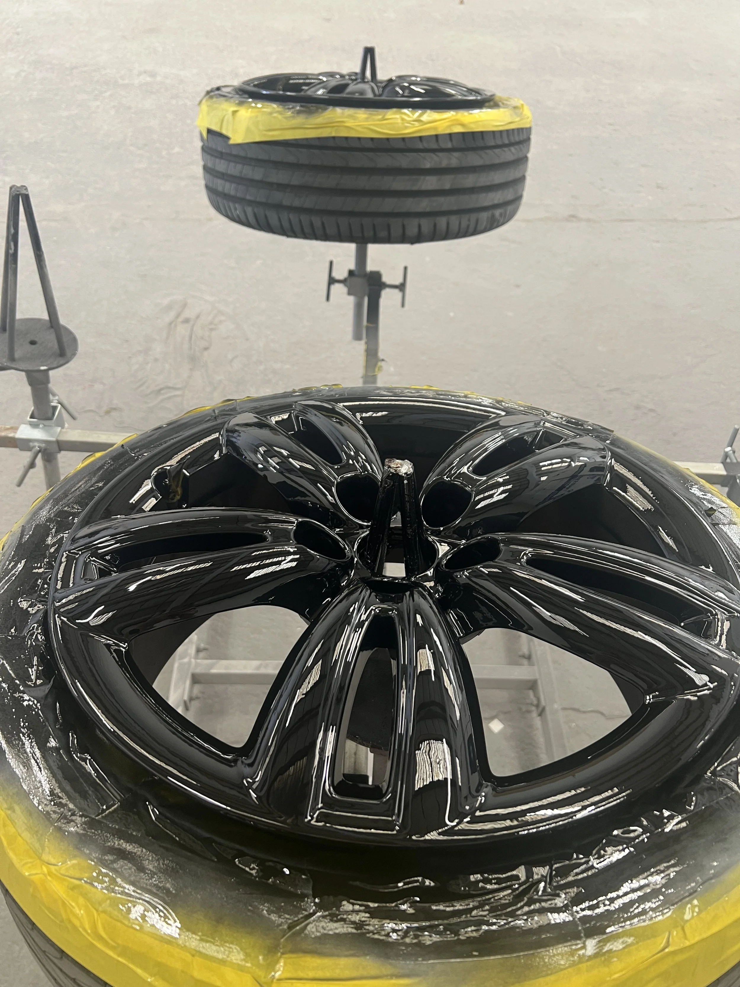 Alloy wheel refurbishment in progress, Liverpool