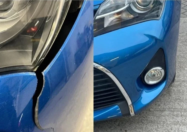 Cracked Bumper before and after repair
