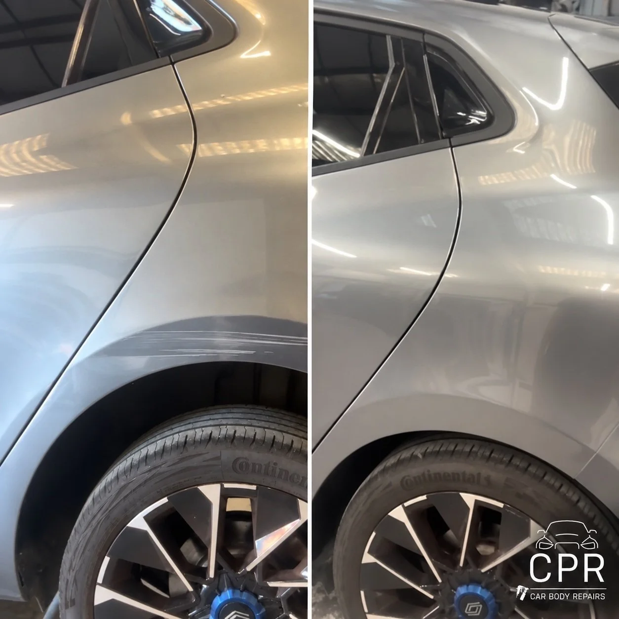 Scratch Repair before and after at CPR Liverpool Body Shop