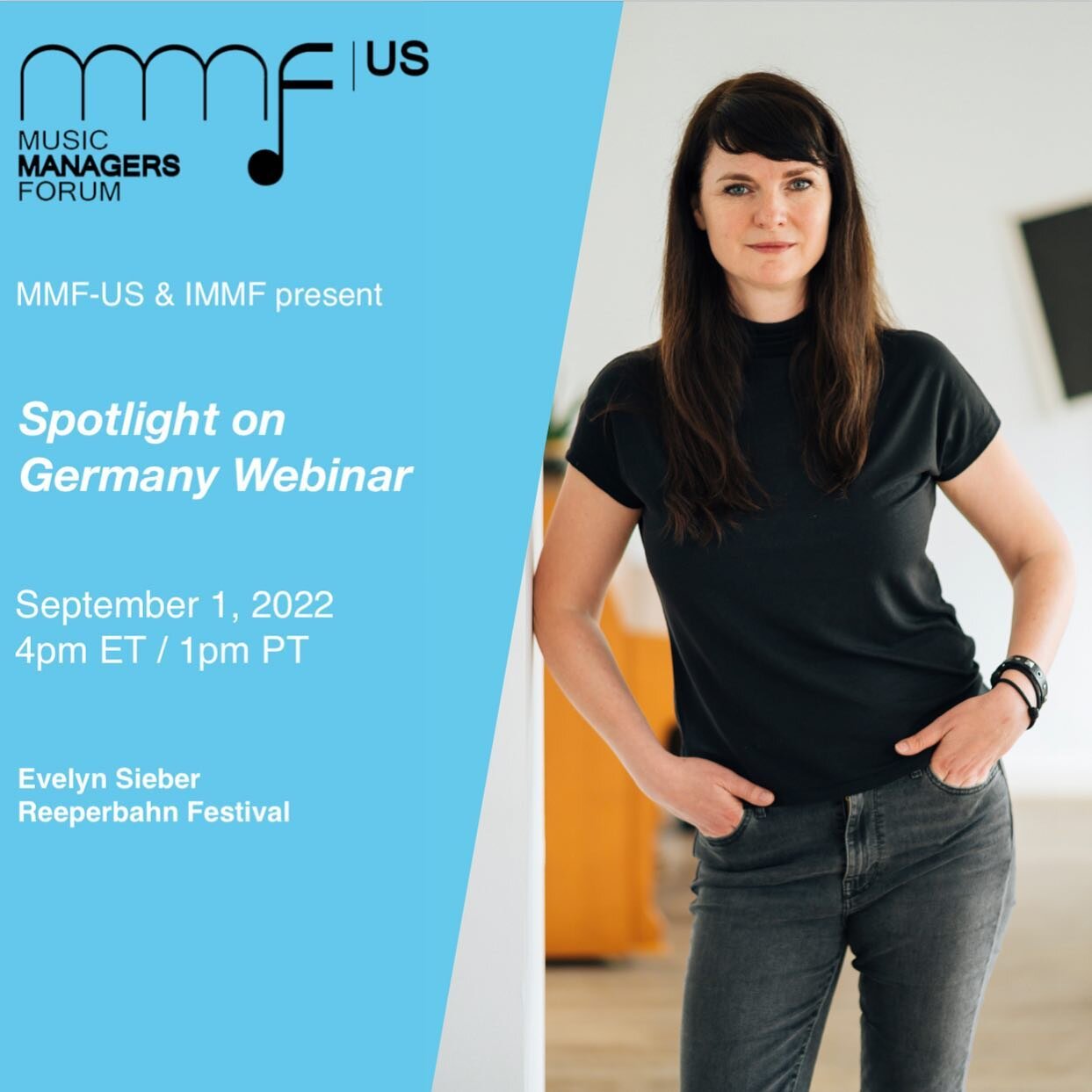 Come see Evelyn Sieber at MMF-US &amp; IMMF: Spotlight on Germany&nbsp;Webinar Thursday, September 1st at 4pm EST. Join us for a spotlight on the music giant: Germany
RSVP: https://us06web.zoom.us/webinar/register/WN_hKpfNJyrSLyA98iugK1jaw