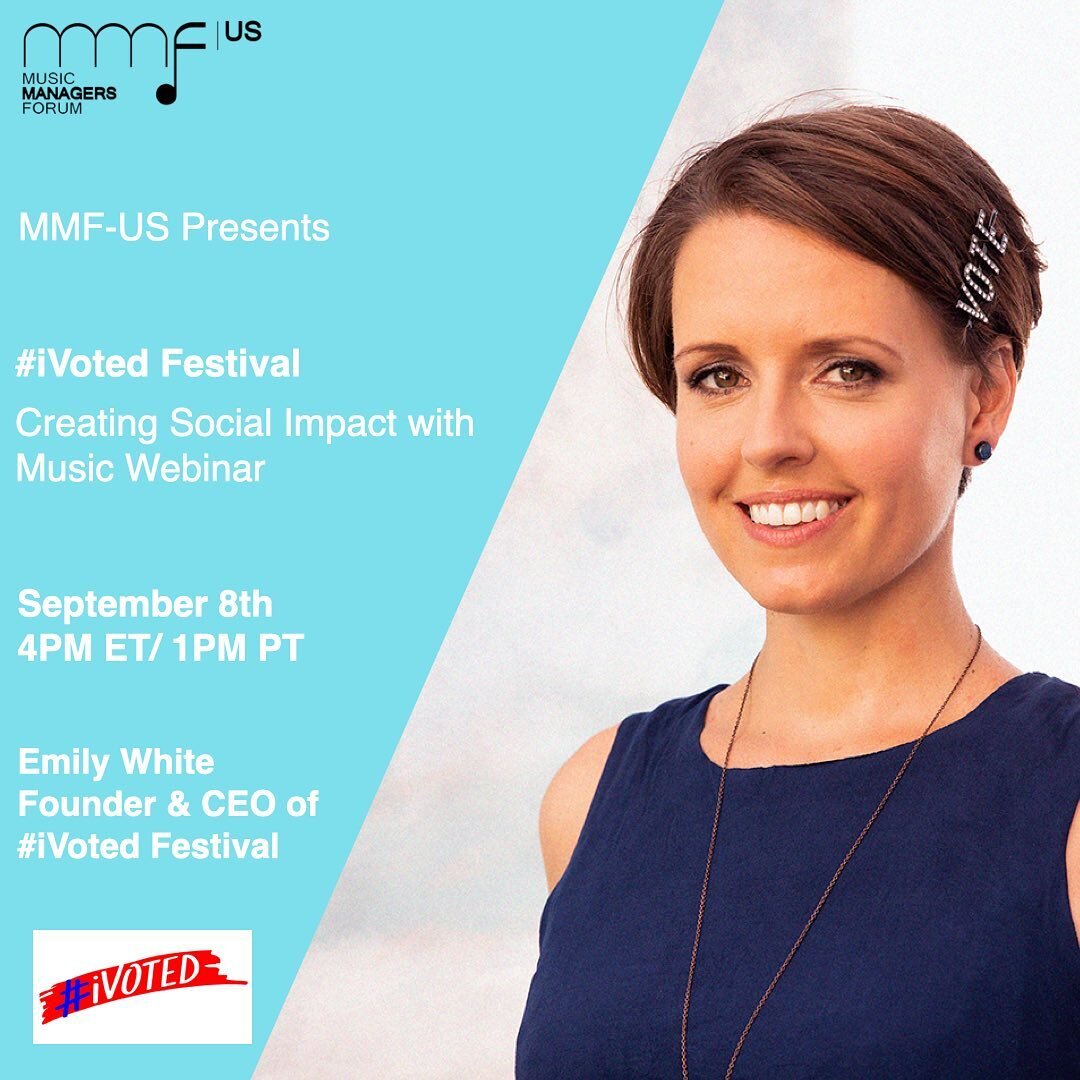 Join Emily White (Founder of #iVoted Festival) on September 8th at 4pm ET on how artists, entrepreneurs, and the industry alike can take part in social change.
RSVP:&nbsp;https://us06web.zoom.us/webinar/register/WN_u_Yaq-EySdedy7Z78PfDtA