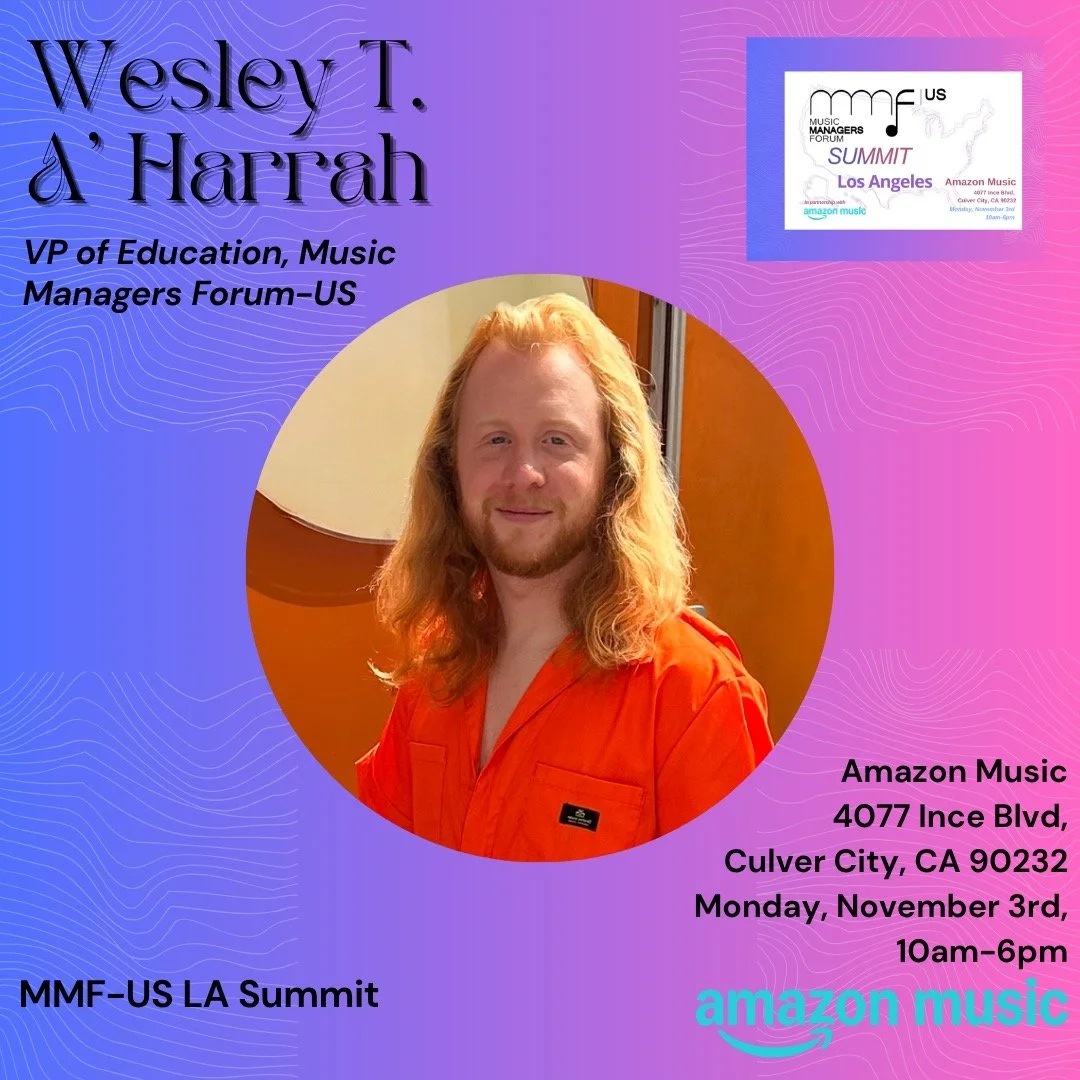 Join us at the @MMF_US LA Summit on Monday, November 3rd at @amazonmusic (4077 Ince Blvd, Culver City, CA)!
We&rsquo;re thrilled to announce @wtaharrah (VP of Education, @mmf_us) as a Speaker.
This is a unique chance to connect with #ArtistManager(s)