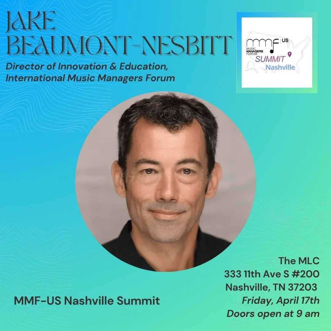 🎤 Speaker Announcement!

We&rsquo;re excited to announce Jake Beaumont-Nesbitt, Director of Innovation &amp; Education with International Music Managers Forum as another confirmed speaker for the MMF-US Nashville Summit!

Join us Friday, April 17 at