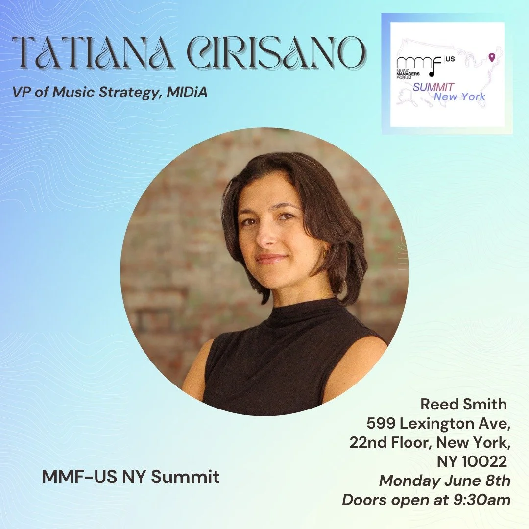 🎤 Speaker Announcement!

We're excited to welcome Tatiana Cirisano, VP of Music Strategy at @midia.research, as a confirmed speaker at the @mmfus New York Summit!
 
Join us Monday, June 8th at @reedsmithllp offices in New York City for a full day of