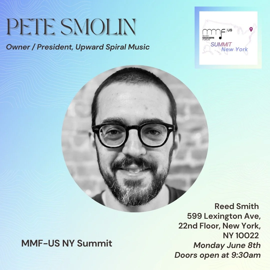 🎤 Speaker Announcement!

We're excited to welcome Pete Smolin, Owner &amp; President of @upwardspiralmusic_, as a confirmed speaker at the @mmf_us  New York Summit!
 
Join us Monday, June 8th at @reedsmithllp  offices in New York City for a full day