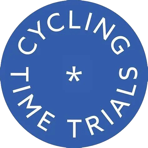 Circular logo with blue background and white text that reads "CYCLING THE TRIALS" around a white asterisk in the center.