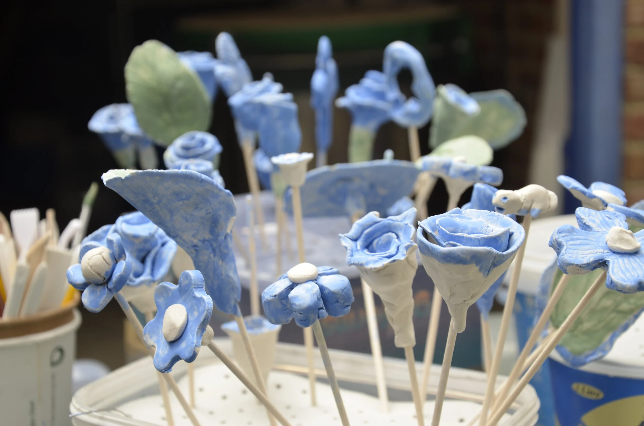 Alzheimer's Society members art works were in blue.