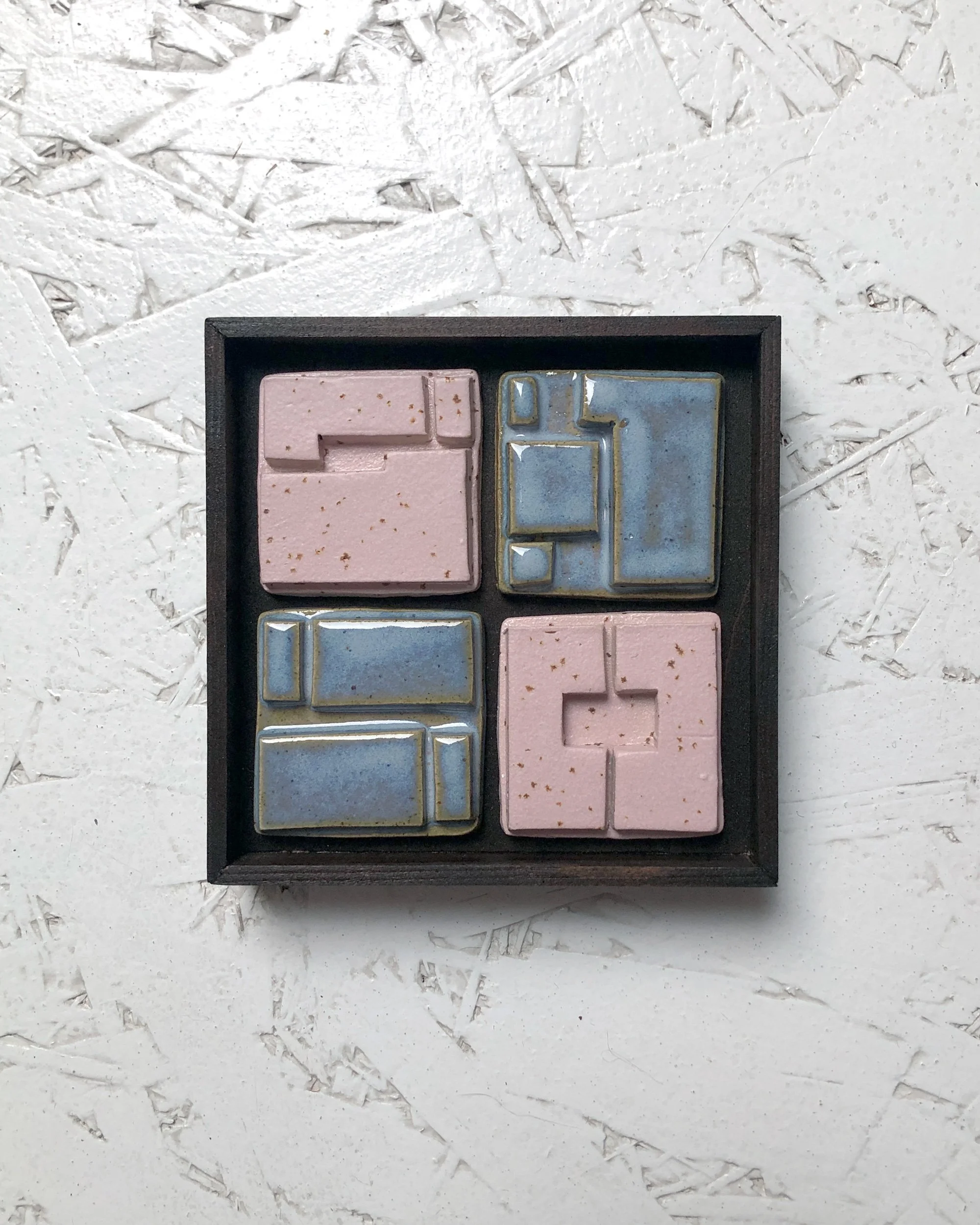 FRAMED NORI SERIES measurements: 11cm by 11cm. mixed glazes.