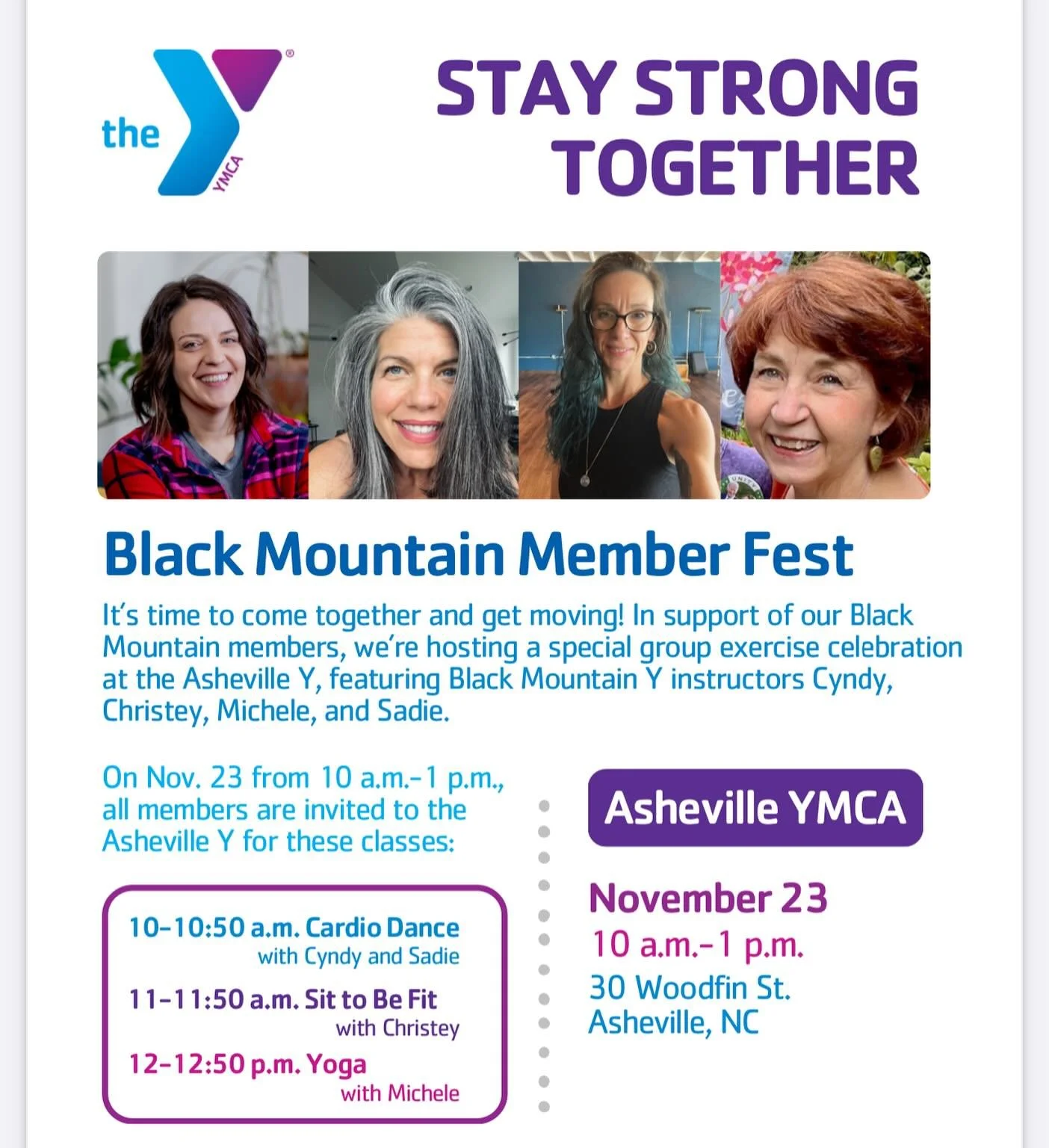 Our Black Mountain YMCA has been closed since Helene due to storm damage. Crews are working hard to get it ready to re-open soon! The YMCA of WNC is hosting a free group exercise event in support of the Black Mountain YMCA. We would love to reconnect
