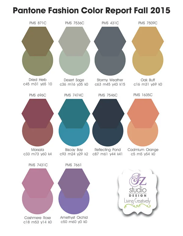 Pantone Fashion Colors for Fall 2015 - CMYK and PMS for Print