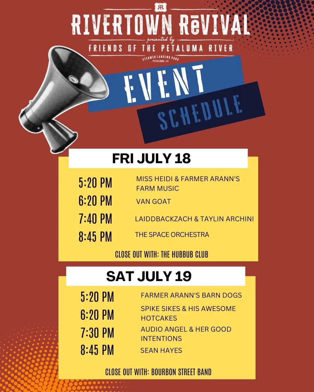 Get ready, Rivertown! ✨ Here's our event schedule for the Rivertown Revival packed with electrifying live performances, captivating art exhibits, family-friendly activities, and mouth-watering food vendors this year's Revival promises to be the best 