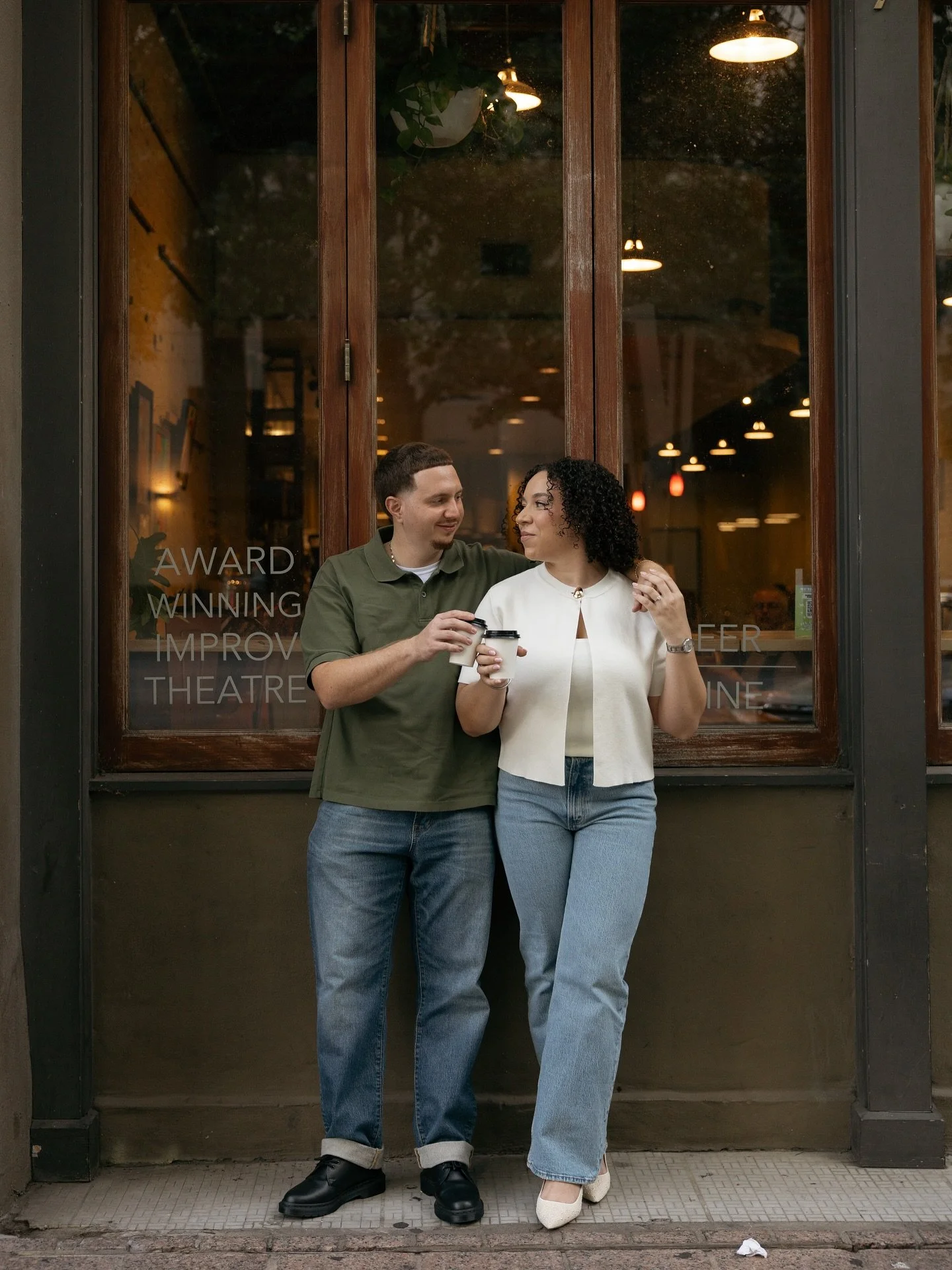 Best way to take your engagement photos? Let me go on a date with you. 🖤 

The first stop during Whitney &amp; Joel&rsquo;s engagement session downtown was a quick coffee run before we ran around and used the city as our back drop.