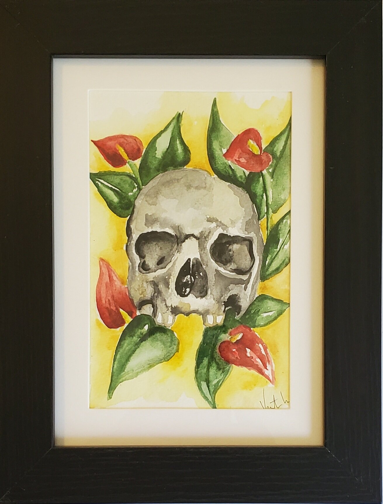Anthurnium-Framed 4x6 Original Watercolor