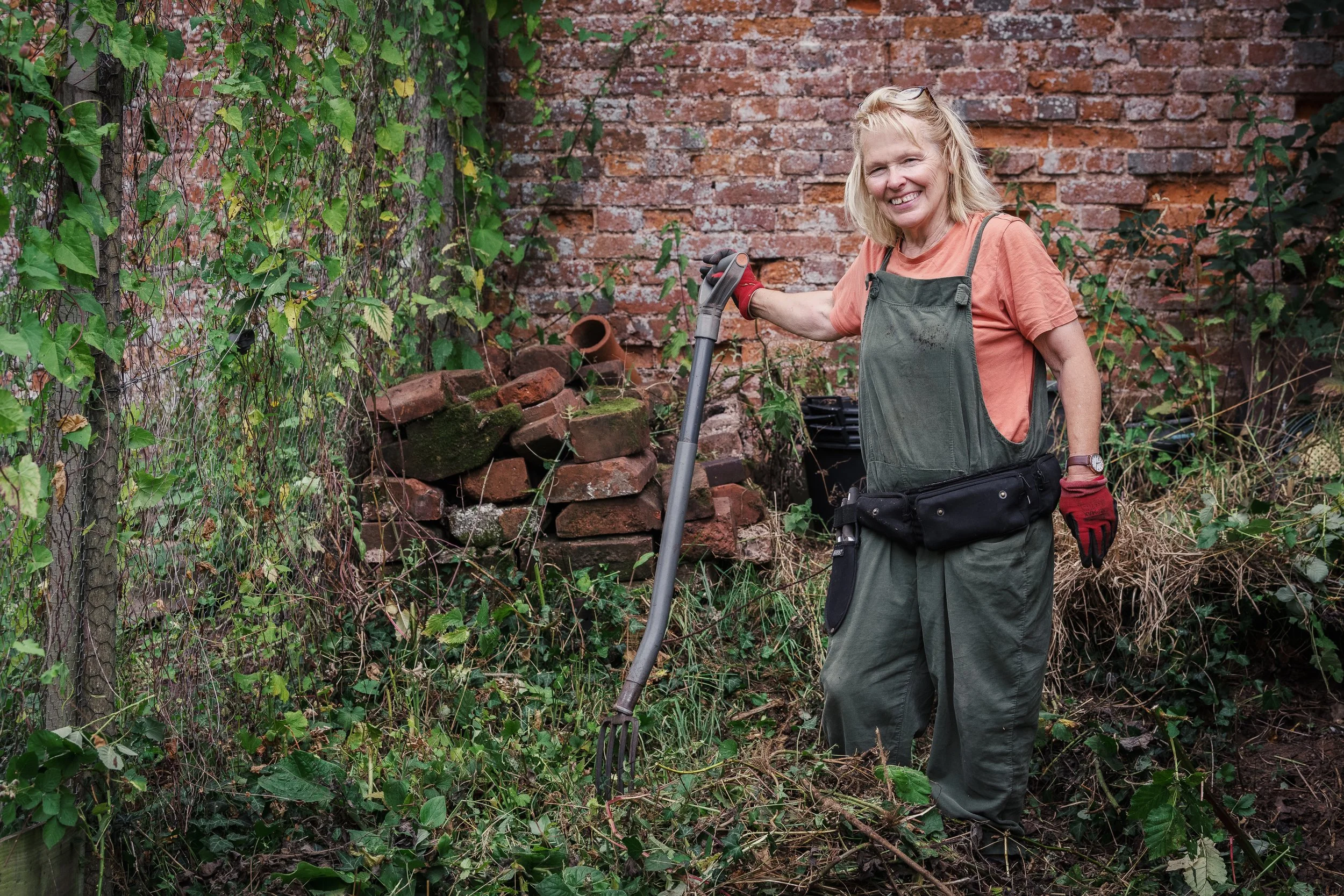 Jeanette at work in the walled garden, 2025