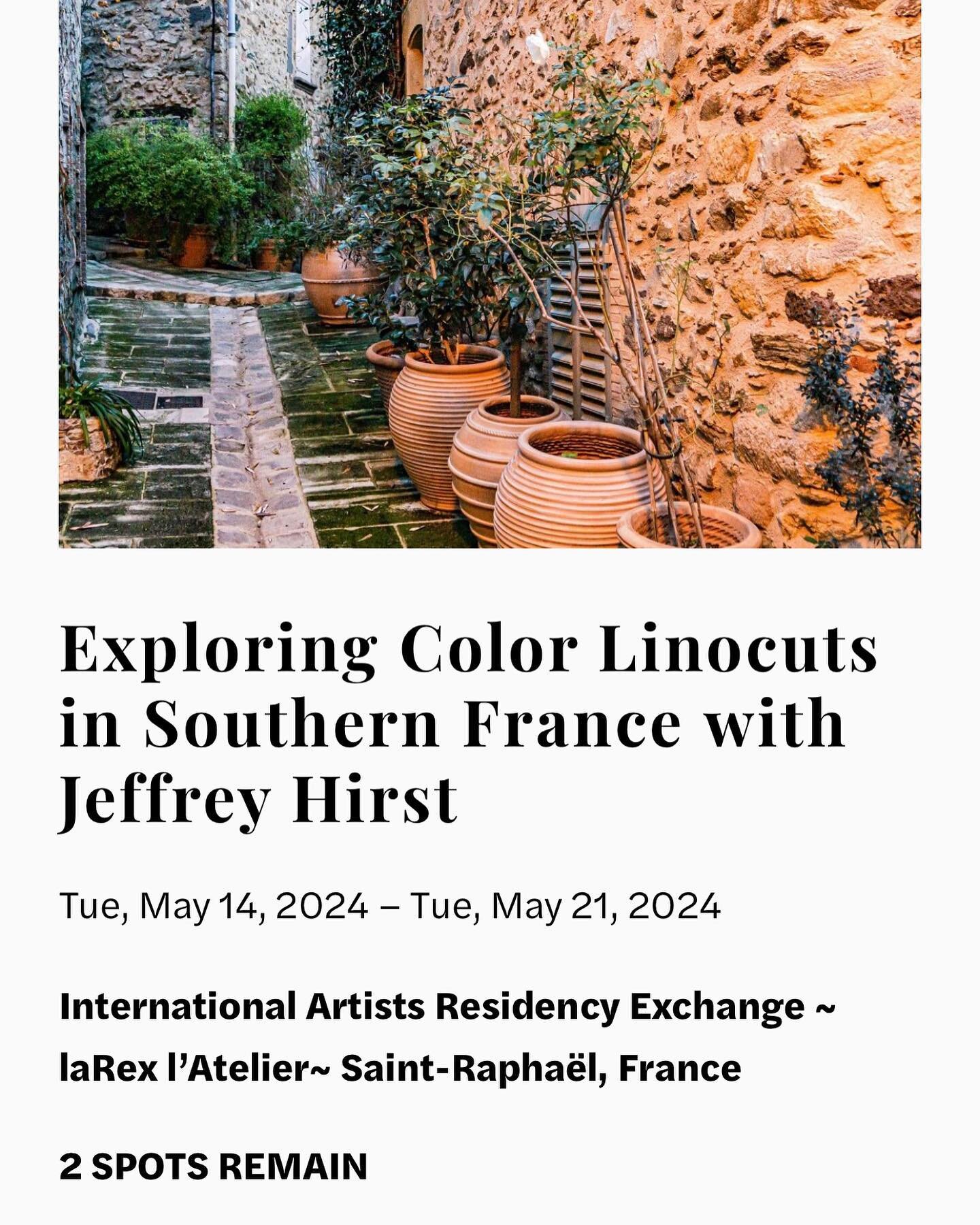 Join me in southern France in May for my color Linocut class. The one week workshop has 2 spots remaining.
See the link in the bio.
.
.
.
#printmakinginfrance
#artworkshopsinfrance
#colorlinocut 
#printmaking