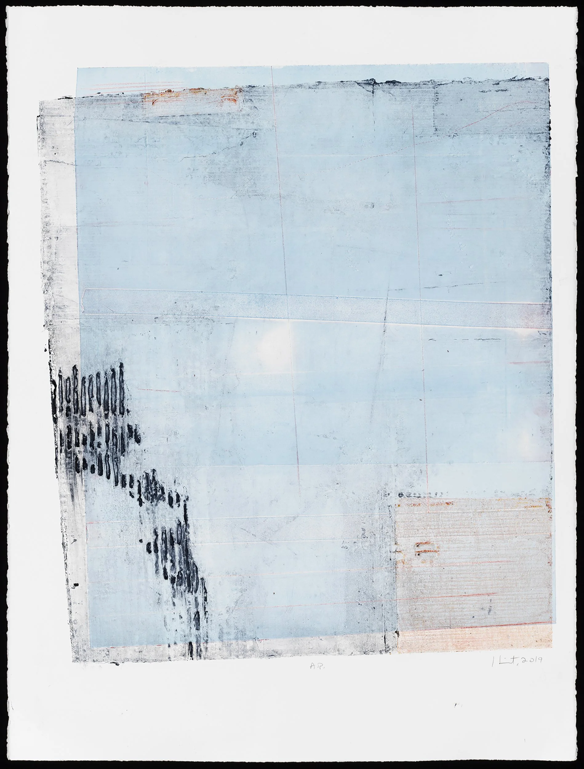 Wave 
carborundum, drypoint, monoprint on paper 
30" x 22"