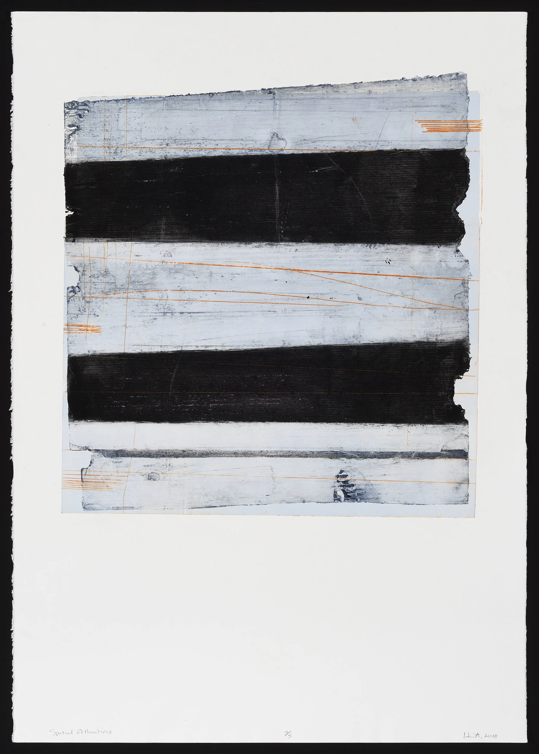 Spatial Alterations 
carborundum, drypoint, monoprint on paper 
41" x 28"