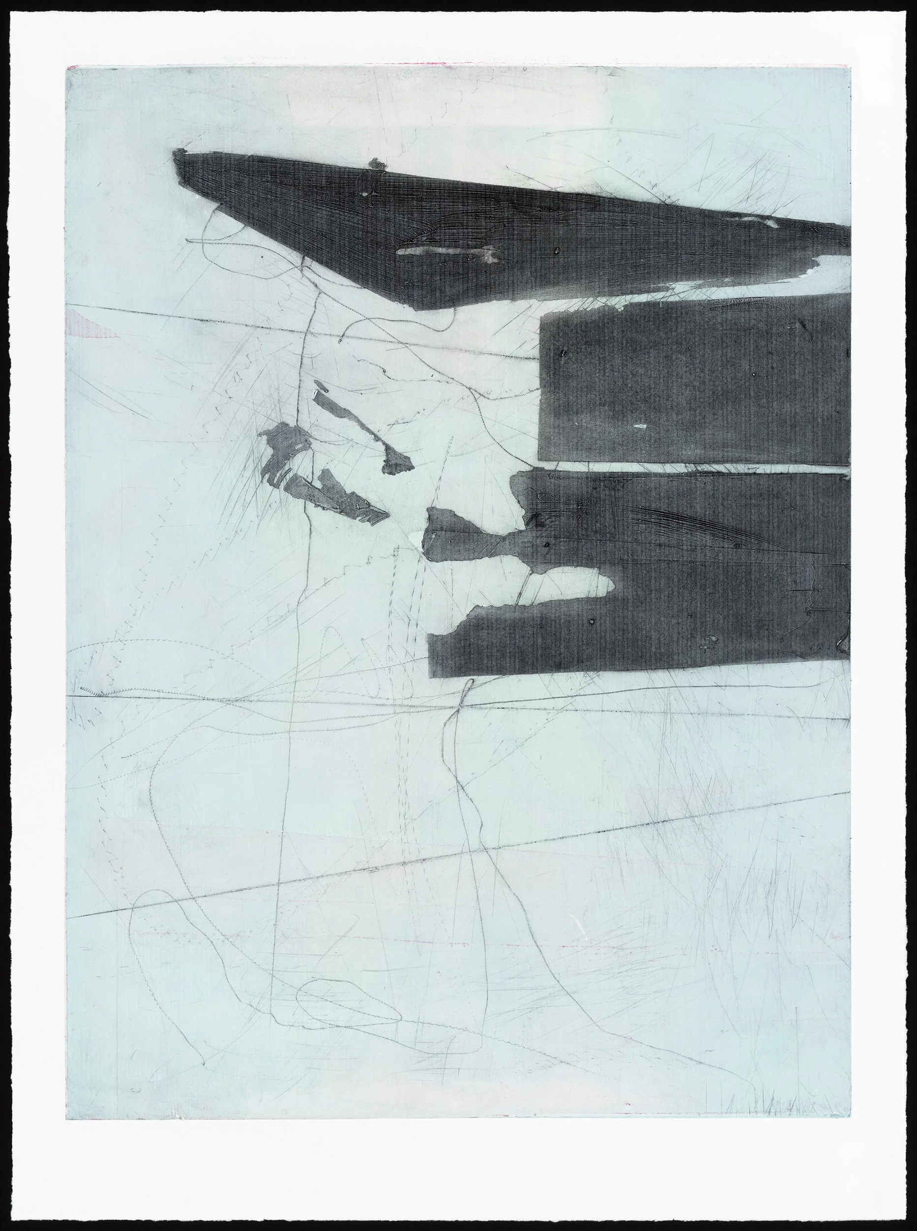 Crosscurrent 
carborundum, drypoint, monoprint on paper 
35" x 28"