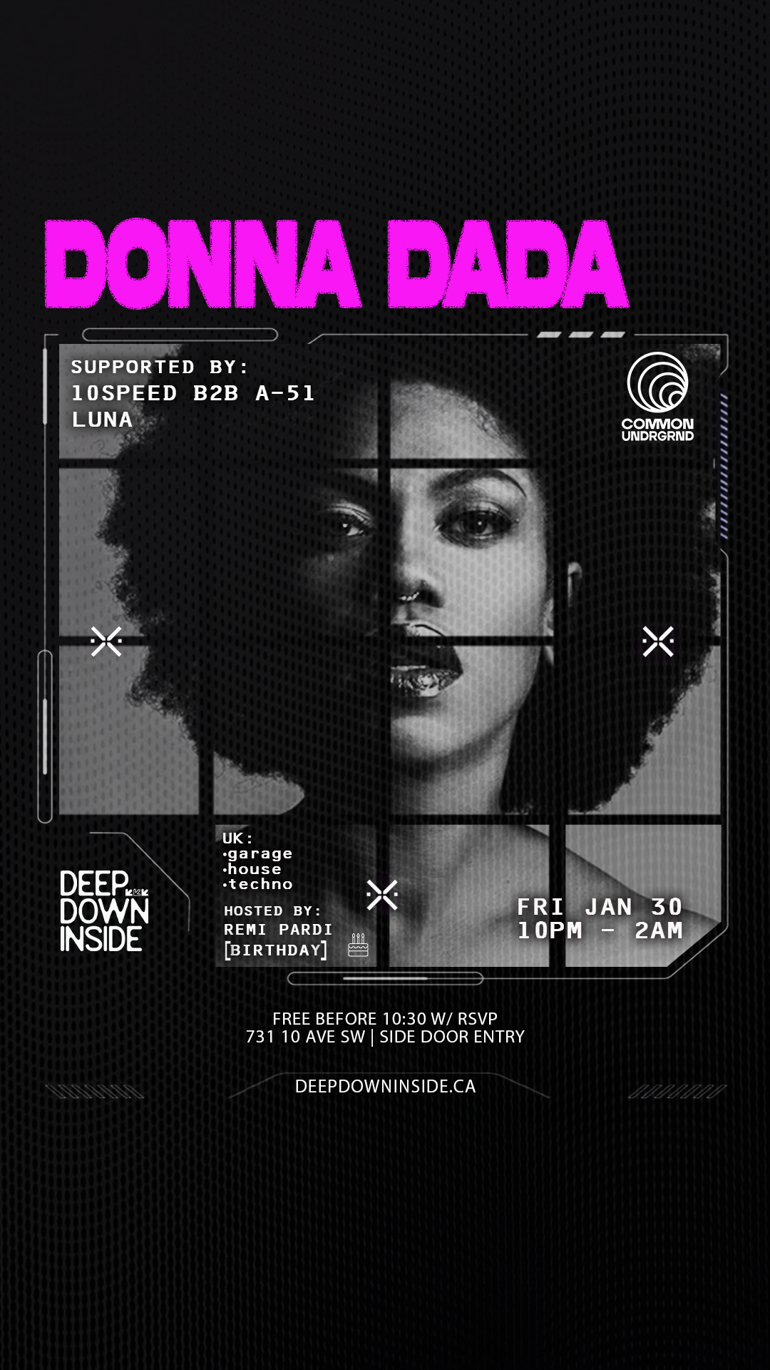 Deep Down Inside pres. Donna Dada @ Common/UNDRGRD