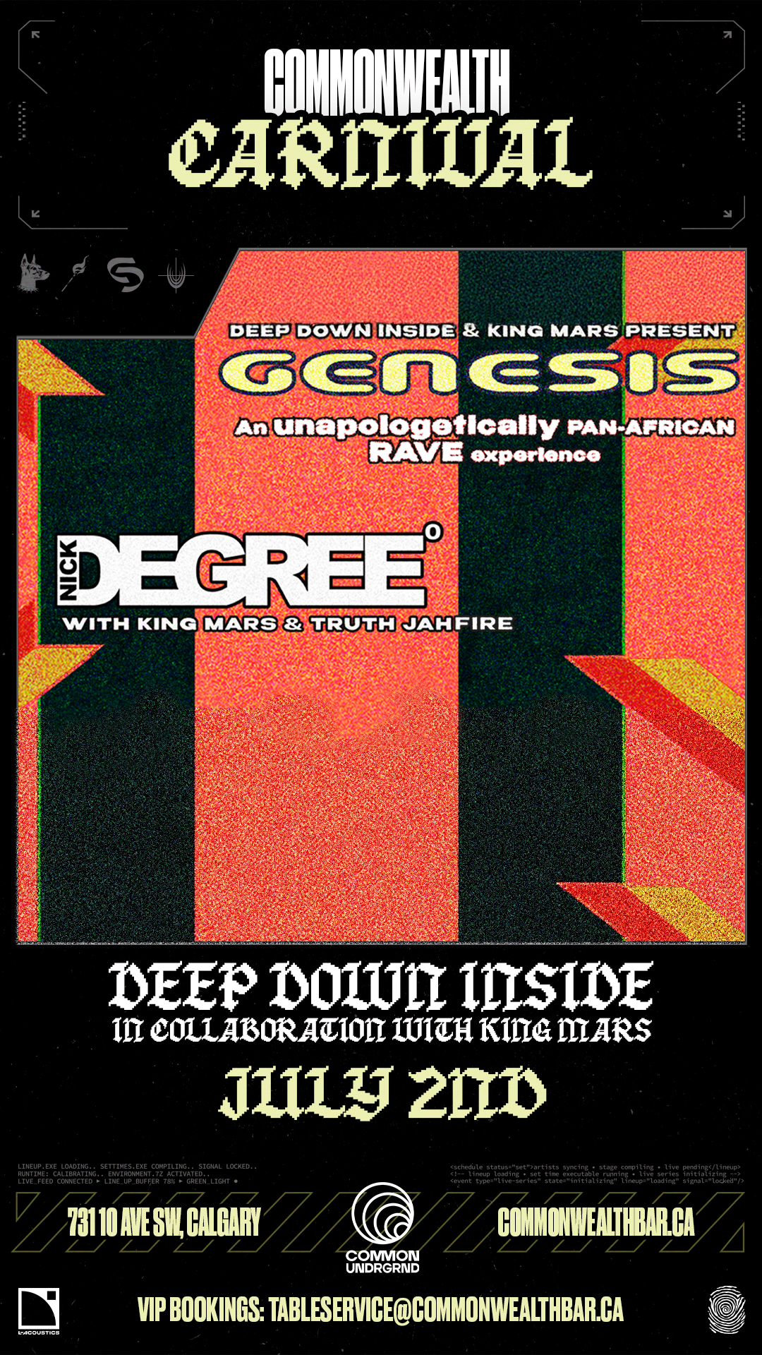 GENESIS @ Common/UNDRGRD (Pres. by Deep Down Inside, King Mars & Commonwealth Carnival)