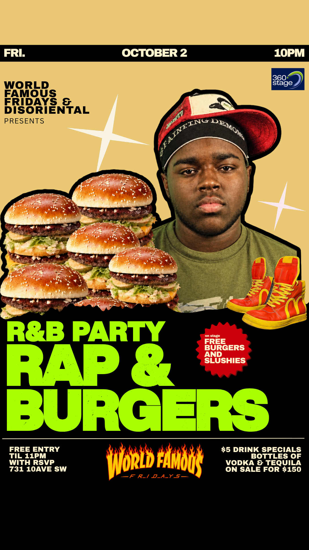 RAP & BURGERS @ World Famous Fridays