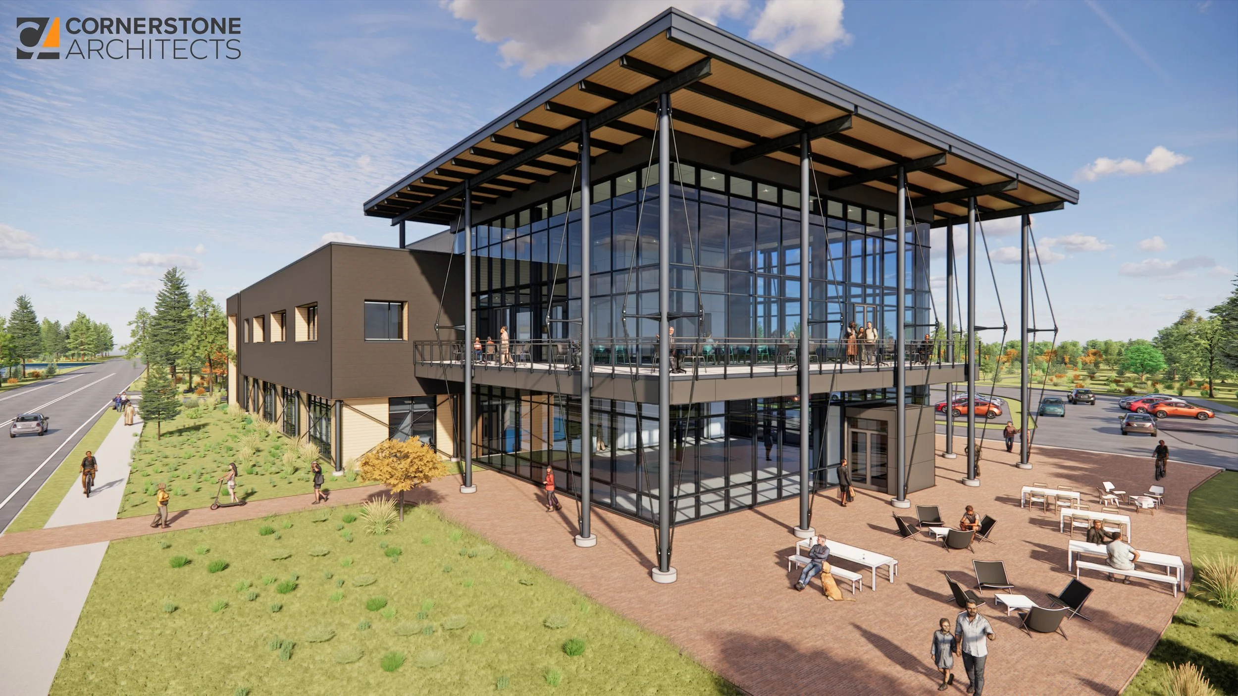 Rendering of the Freshwater Research and Innovation Center building