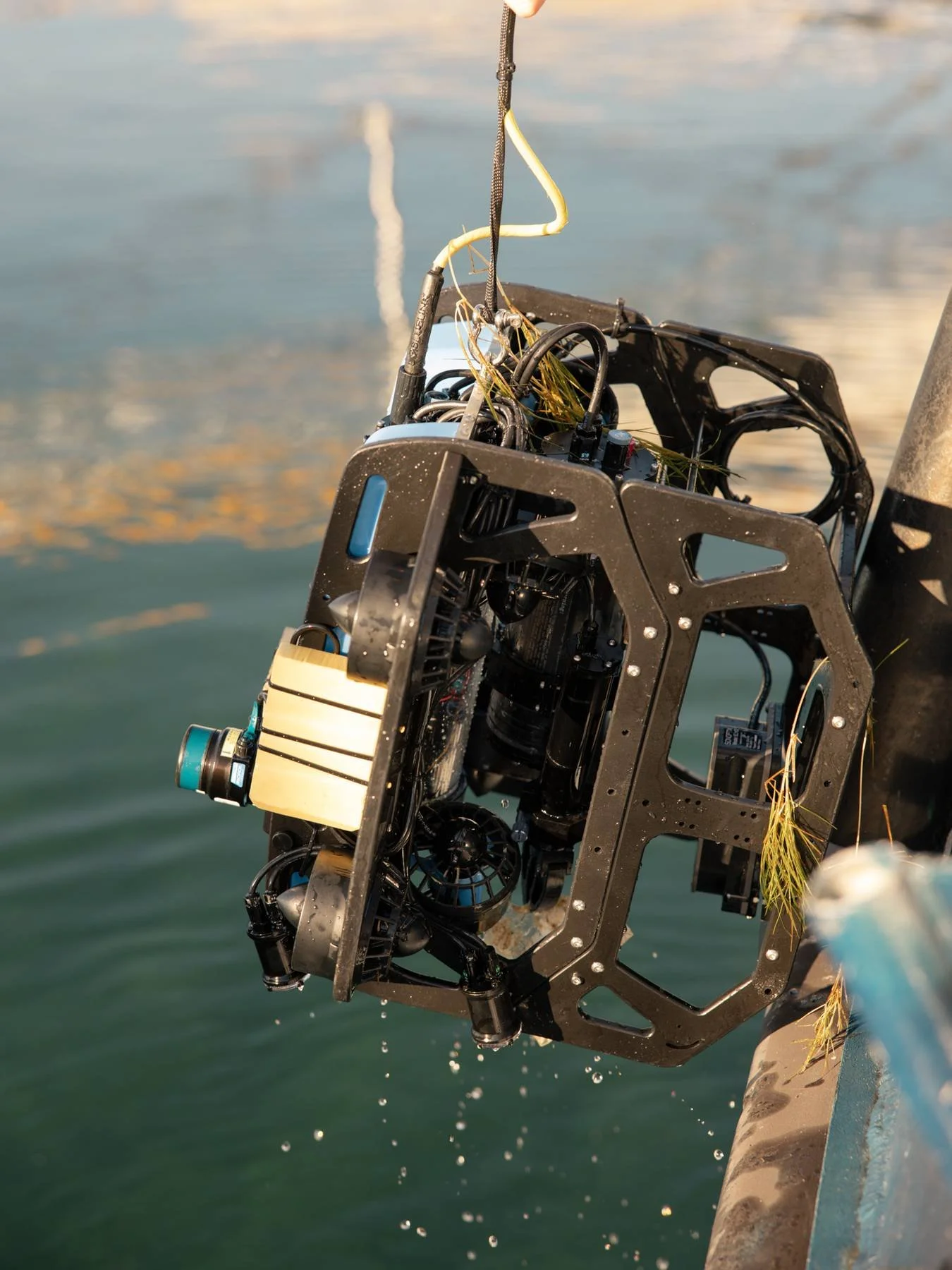 Underwater ROV being pulled out of the water