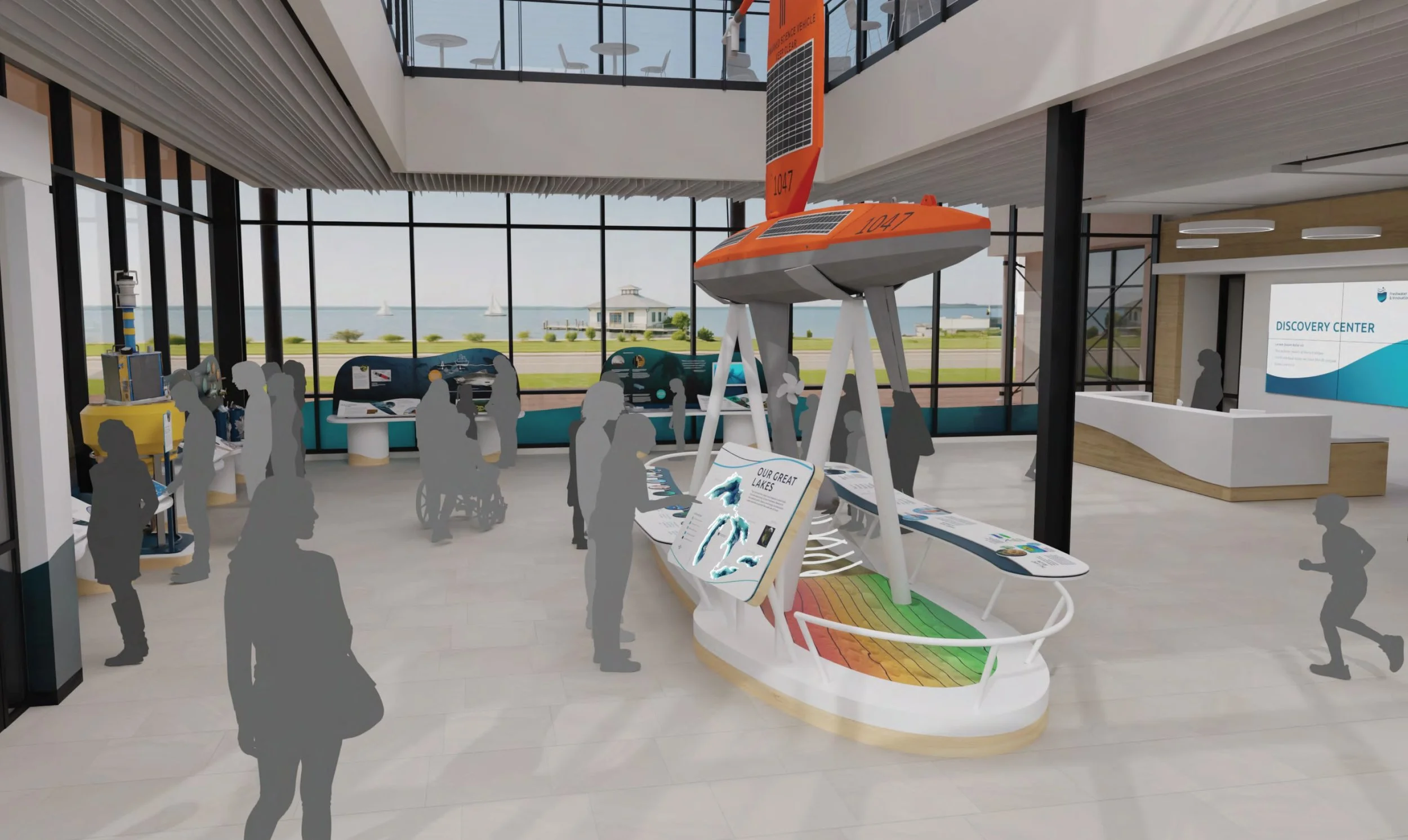 Rendering of future public learning space in the Freshwater Research and Innovation Center