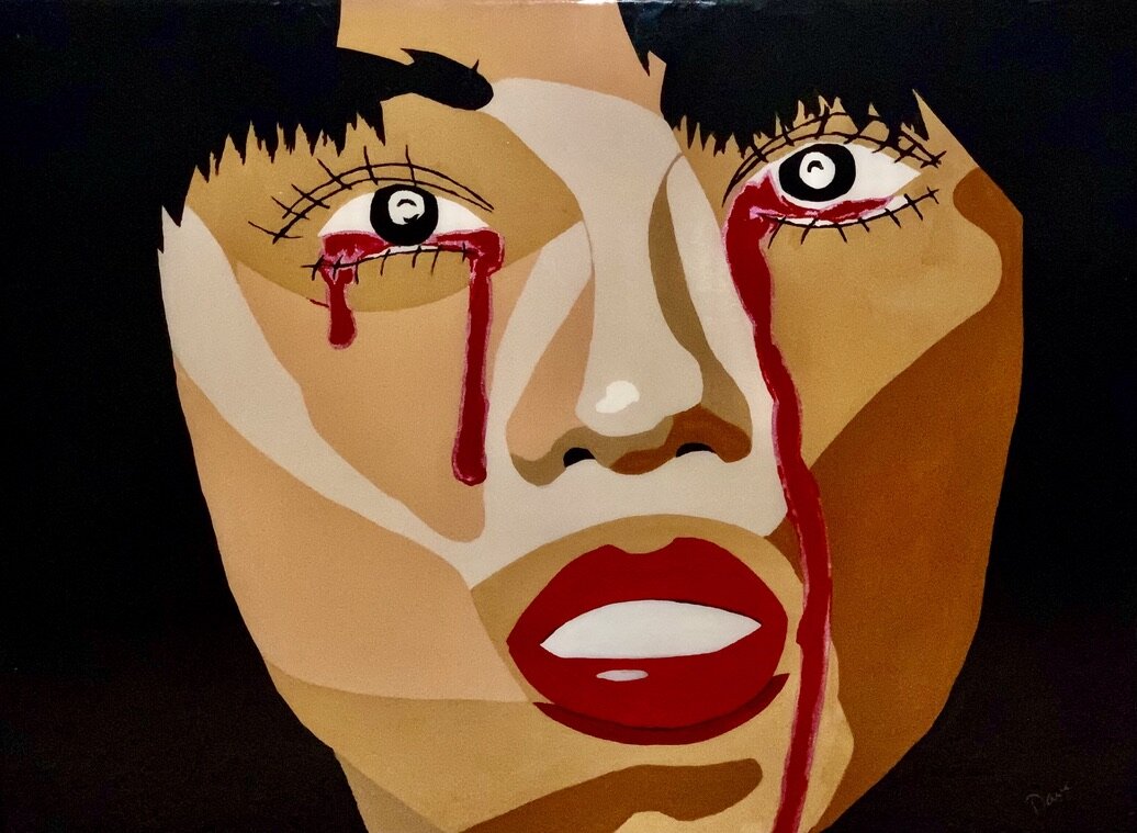 Gogo Yubari - from Kill Bill. Original on canvas, with clear resin.