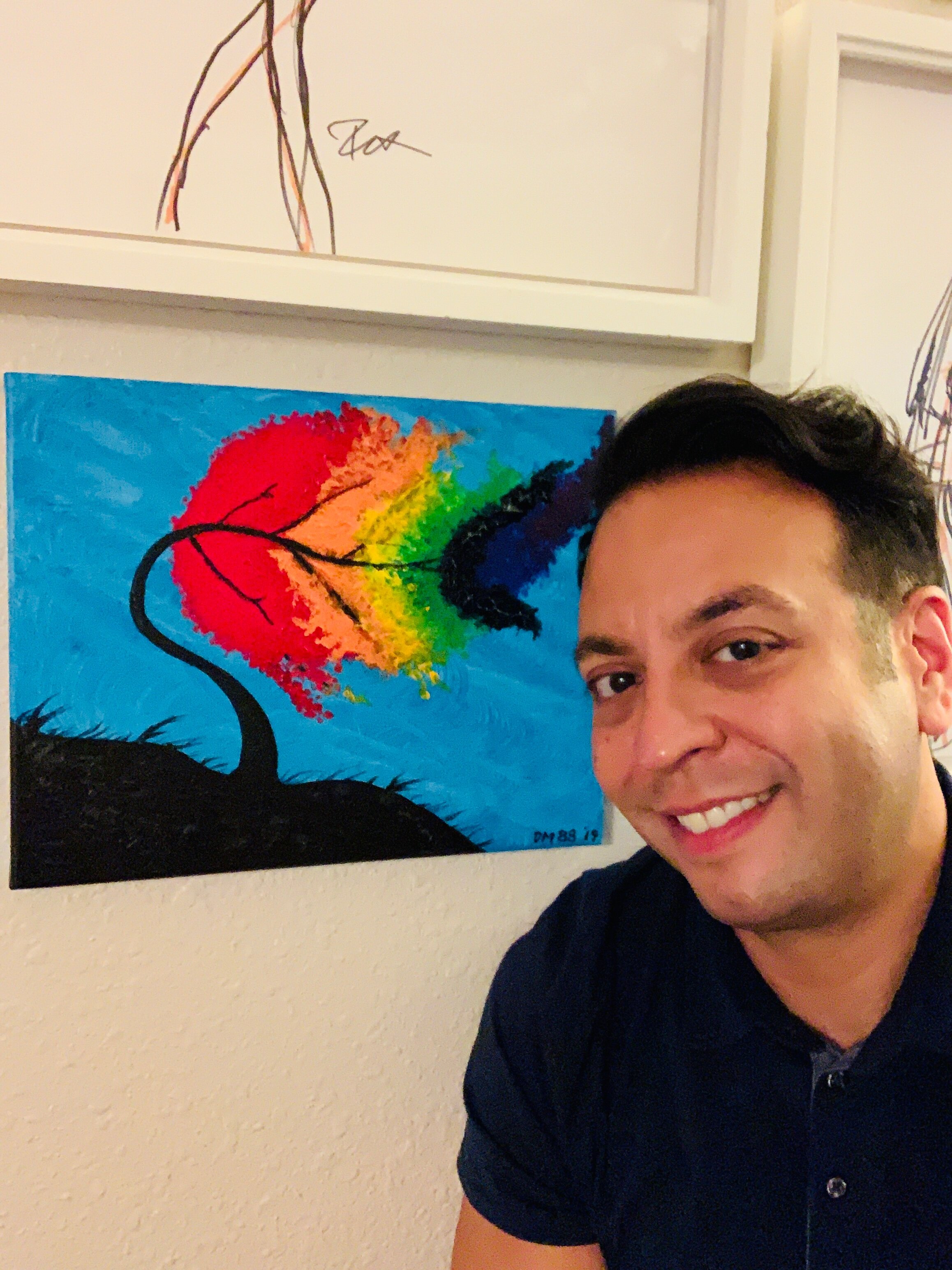 Jason enjoying one of my first paintings.