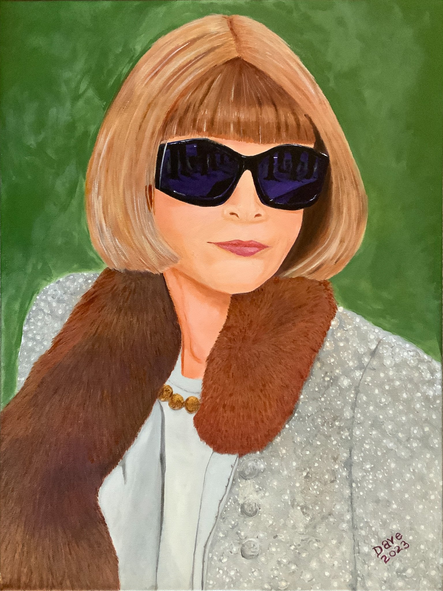 "Wintour is Coming". Original oil on canvas of fashionably famous Anna Wintour. 18x24".
Vogue fashion
Vogue art
Vogue painting
Vogue fashion art
Vogue fashion painting
Anna Wintour glasses
Anna Wintour fur
Anna Wintour Fashion Editor
Anna Wintour Fas