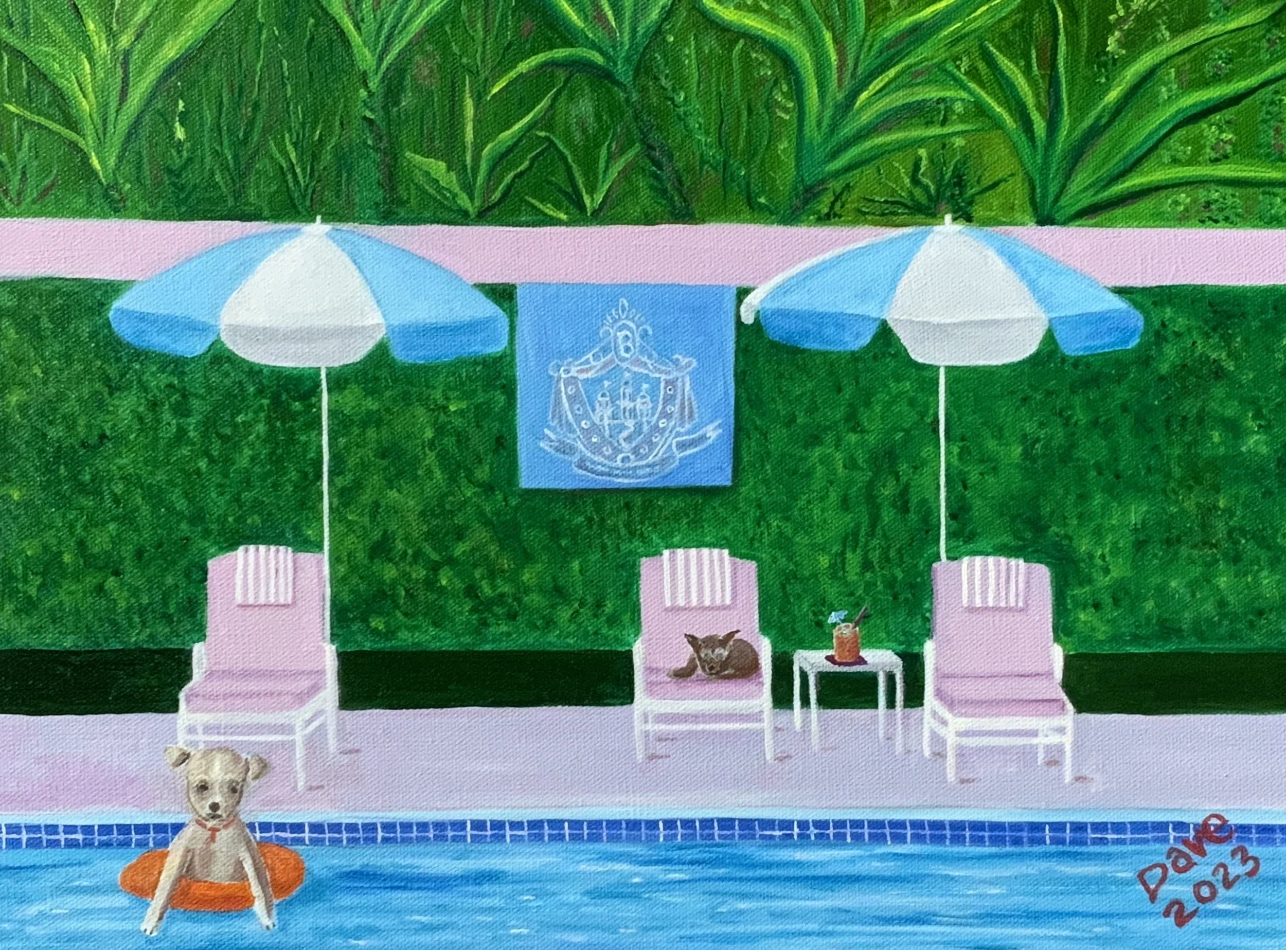 Twiggy and Teddy @hotelbeverlyhills. Original oil on canvas 16x12”. 