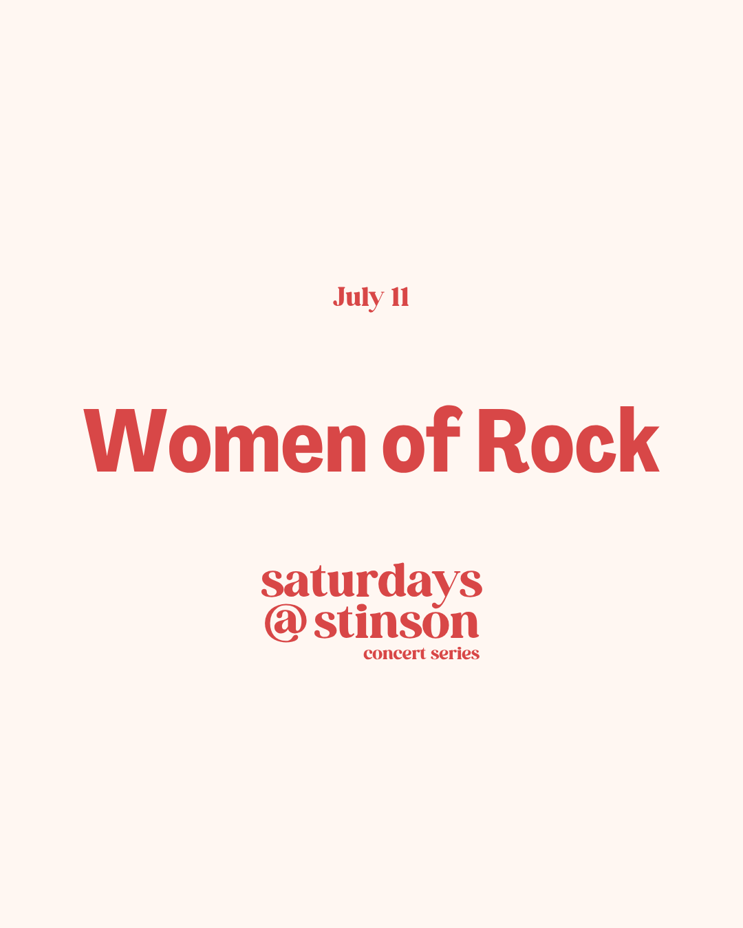 Women of Rock - Saturdays @ Stinson Concert Series