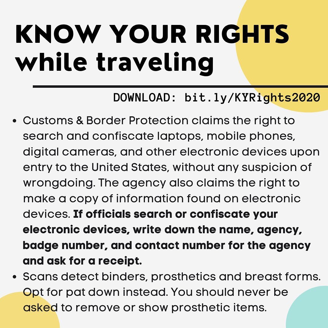 The holiday season means a lot more travel, and a lot more interaction with State and security apparatuses - transportation security, police and border patrol. Traveling during COVID adds more tension. We at Queer Crescent want to make sure you know 