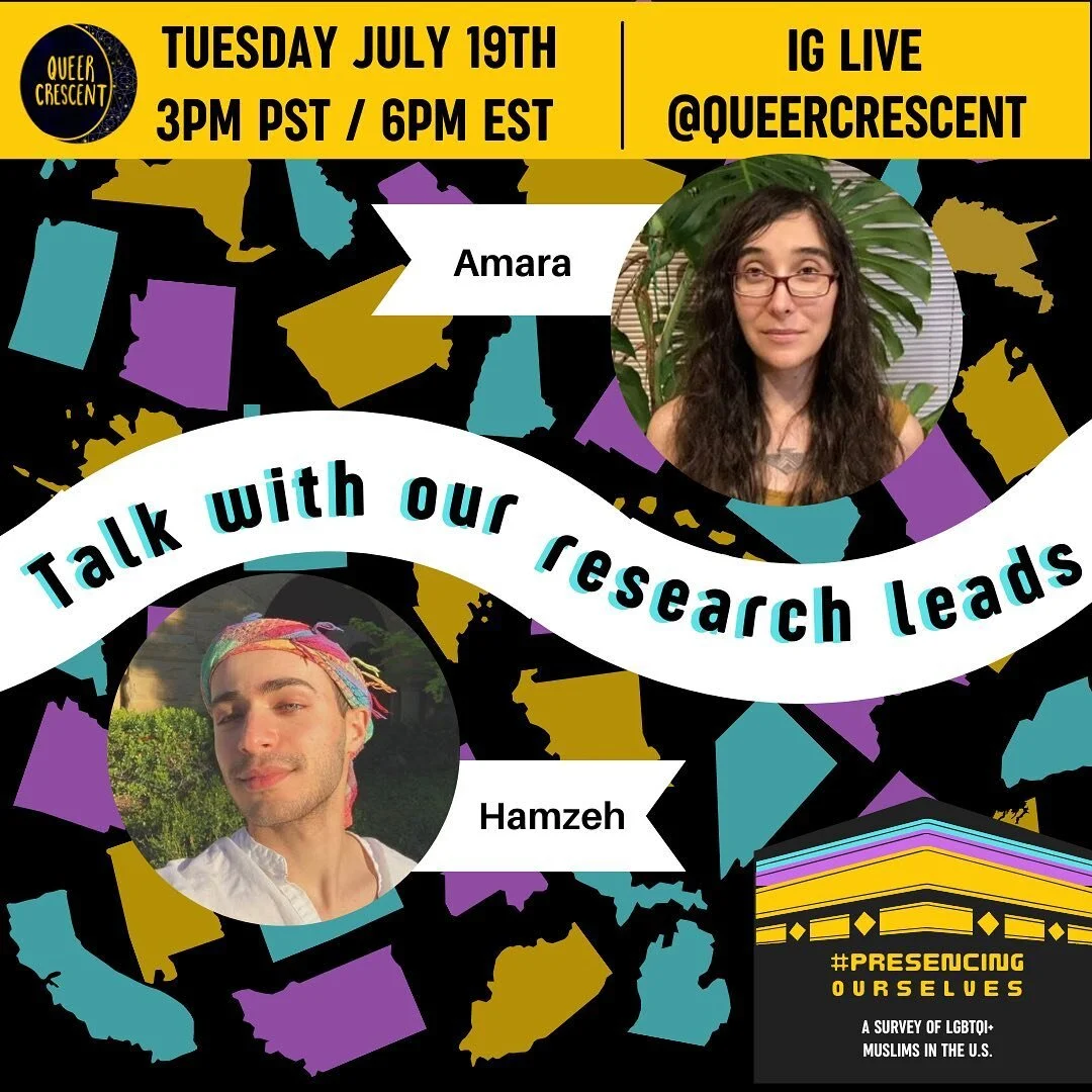 we&nbsp; are two weeks post launch of the largest LGBTQIA+ muslim survey in the United States! &amp; to celebrate NEXT WEEK TUESDAY JULY 19TH AT 6PM EST | 3PM PST join us right here on instagram for a talk with the research leads !&nbsp;

PLEASE SUBM
