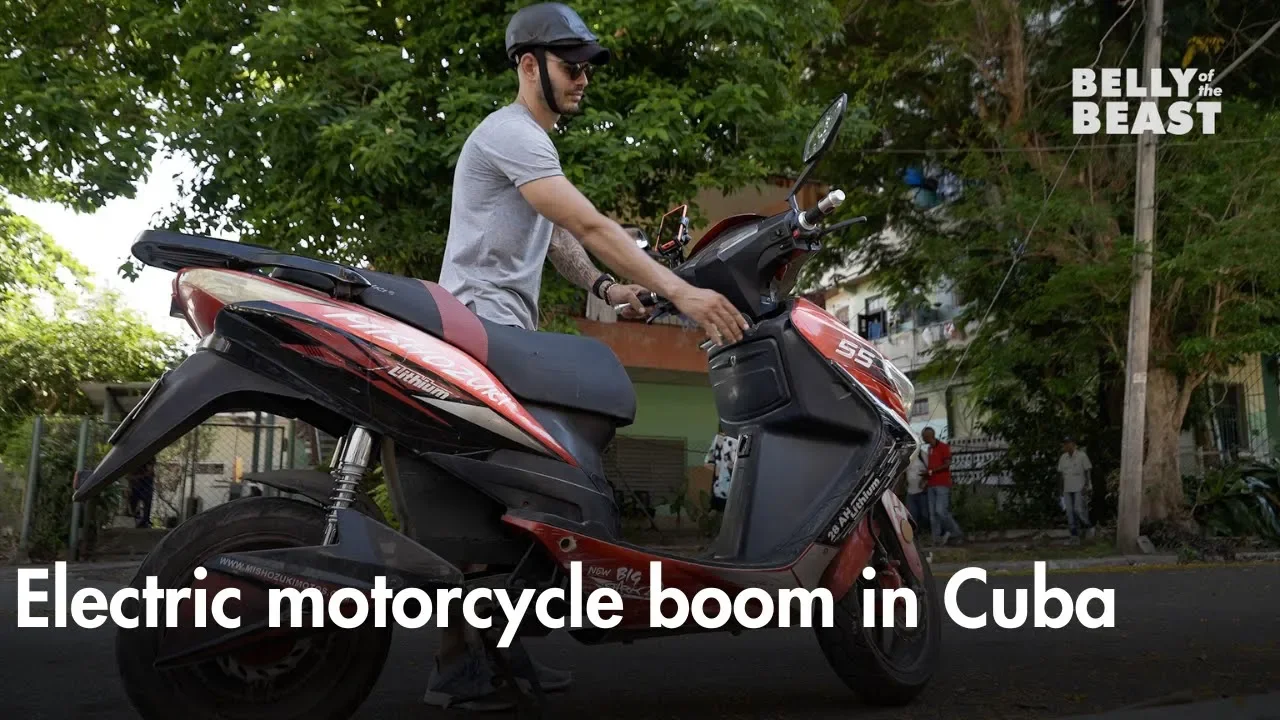 Cuban with electric motorcycle
