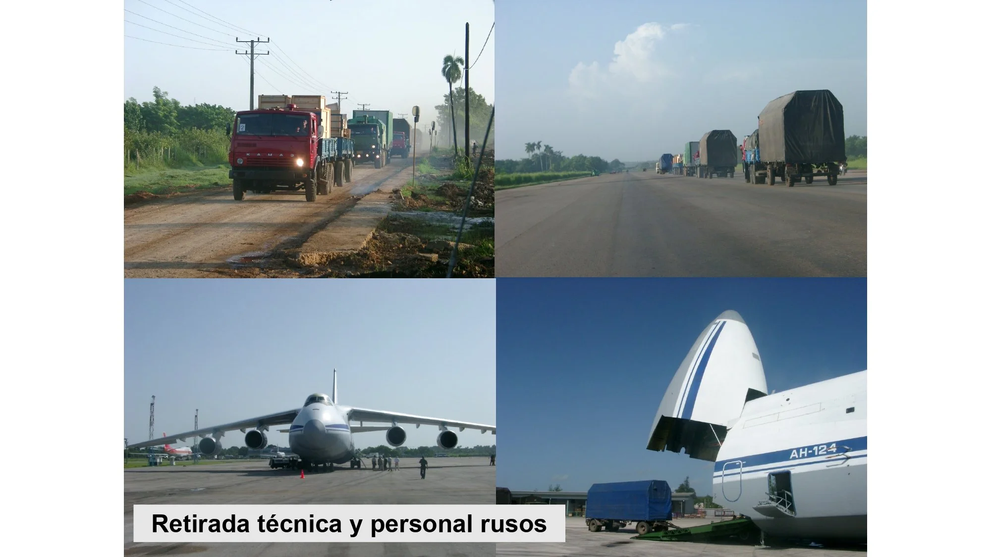 A Russia-bound Antonov An-124 Ruslan cargo plane loads equipment from the Lourdes spy base. PHOTO: University of Computer Sciences